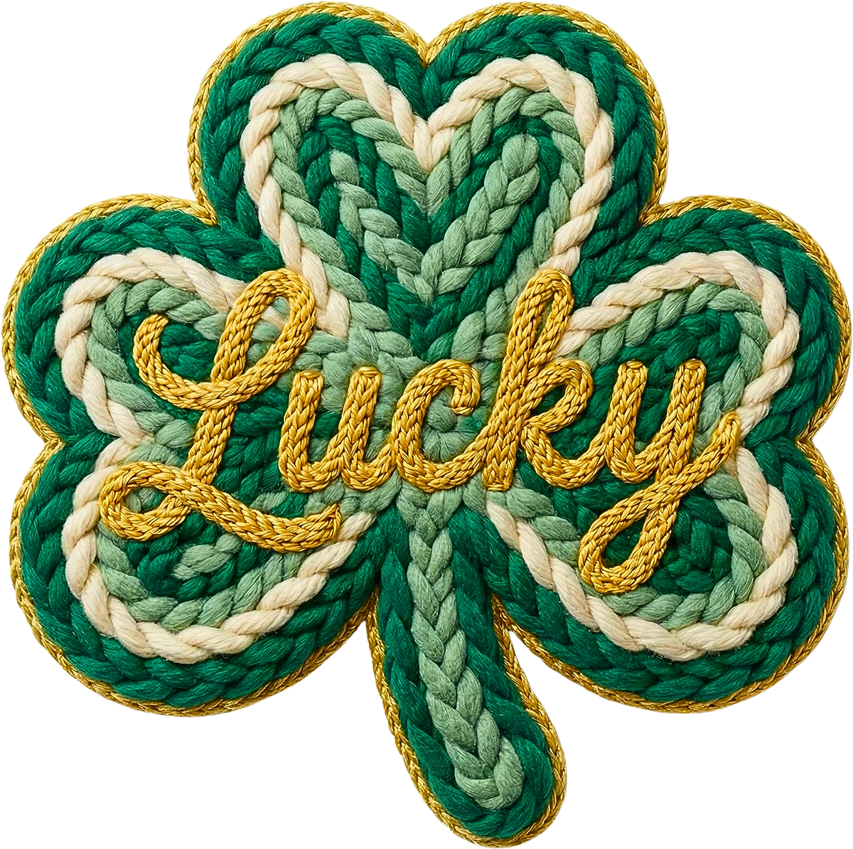 Faux Yarn Crochet Lucky Clover - St Patricks Day Ready to Press DTF Transfer