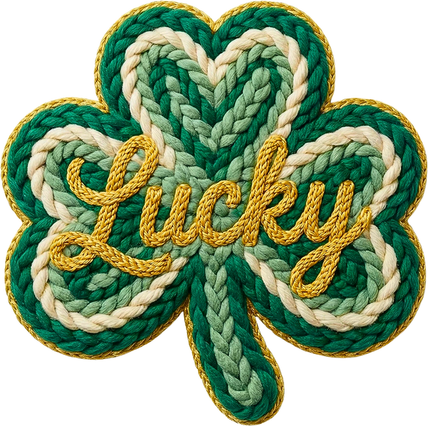 Faux Yarn Crochet Lucky Clover - St Patricks Day Ready to Press DTF Transfer