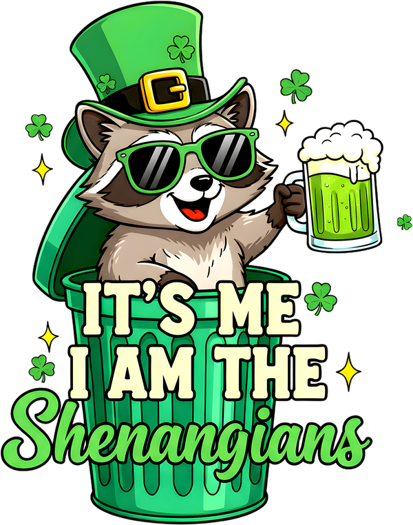 St Patricks Day Funny Raccoon - St Patricks Day Ready to Press DTF Transfer
