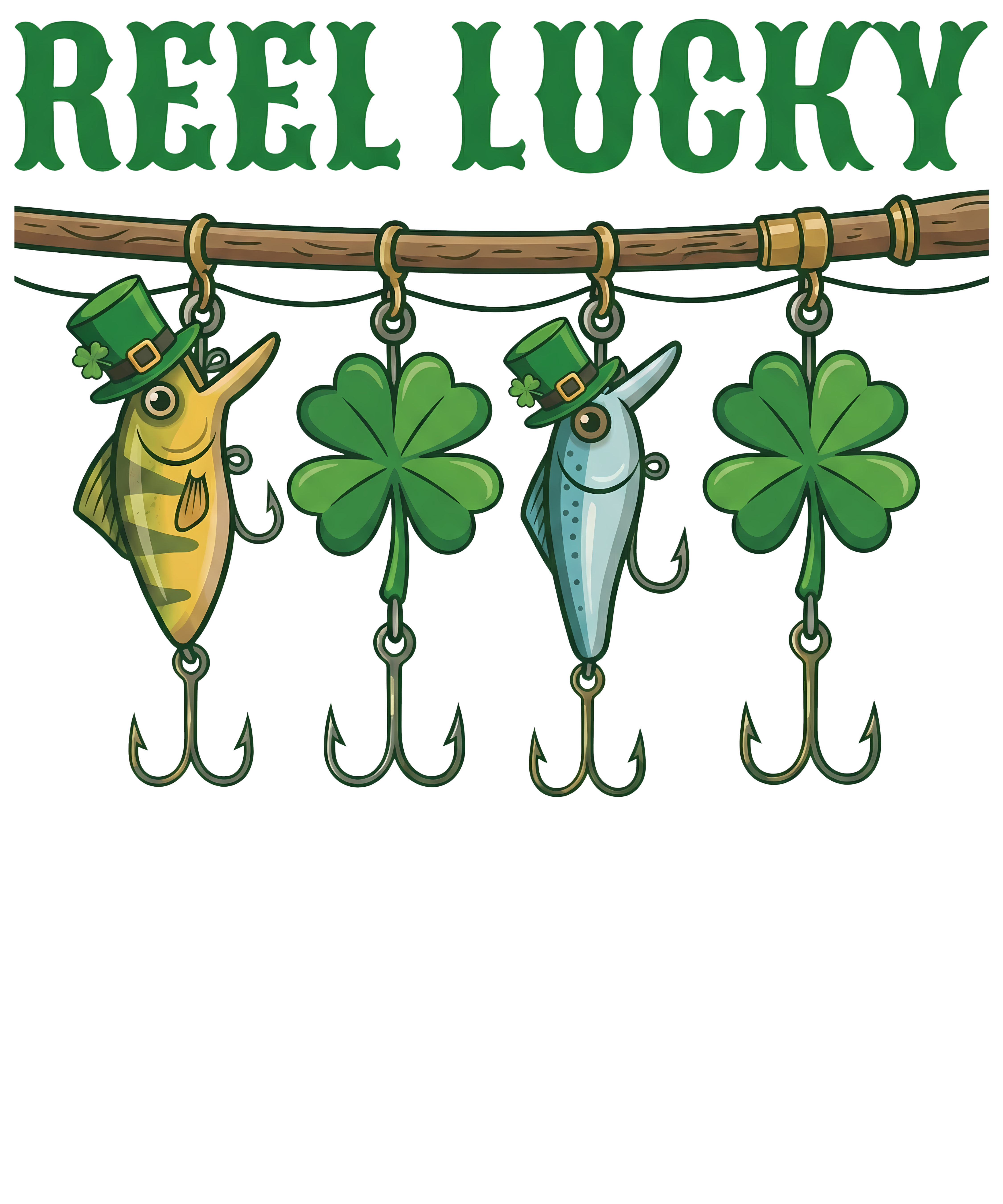 Reel Lucky St Patricks Day - St Patricks Day Ready to Press DTF Transfer