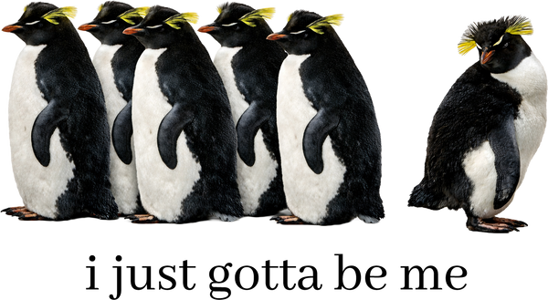 I Just Gotta Be Me Penguin Individuality Quote Graphic – Funny Ready to Press DTF Transfer