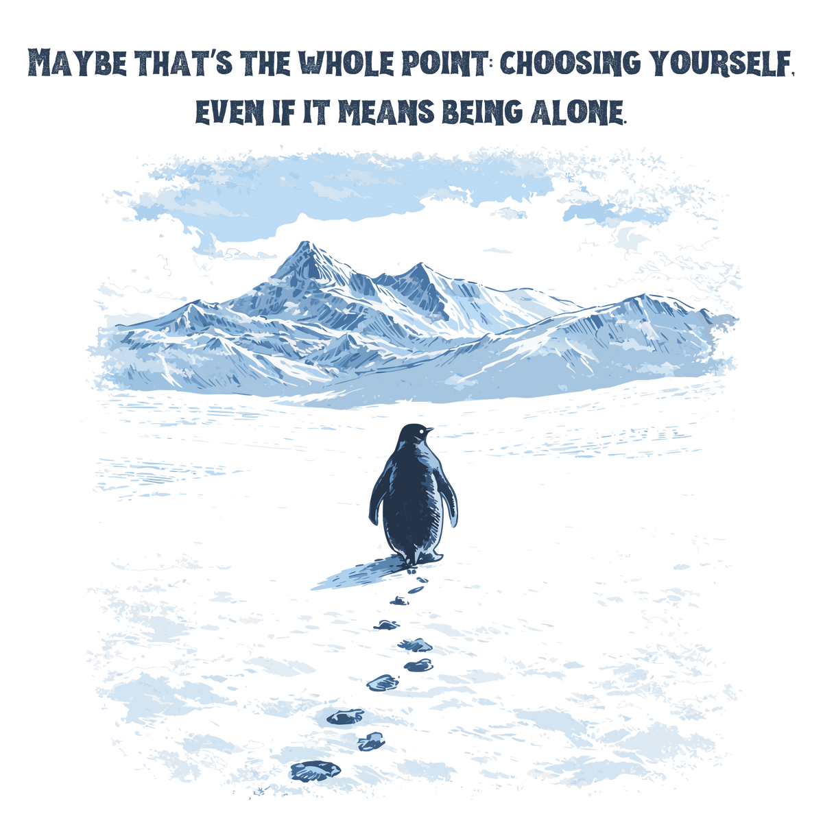 Maybe That’s The Whole Point Choosing Yourself Even If It Means Being Alone Penguin Quote – Funny Ready to Press DTF Transfer