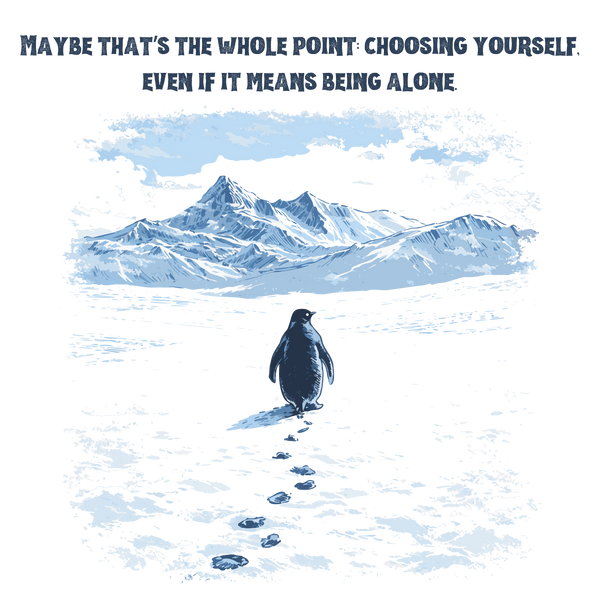 Maybe That’s The Whole Point Choosing Yourself Even If It Means Being Alone Penguin Quote – Funny Ready to Press DTF Transfer