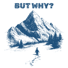 But Why Nihilist Penguin Mountain Illustration Sarcastic Quote – Funny Ready to Press DTF Transfer