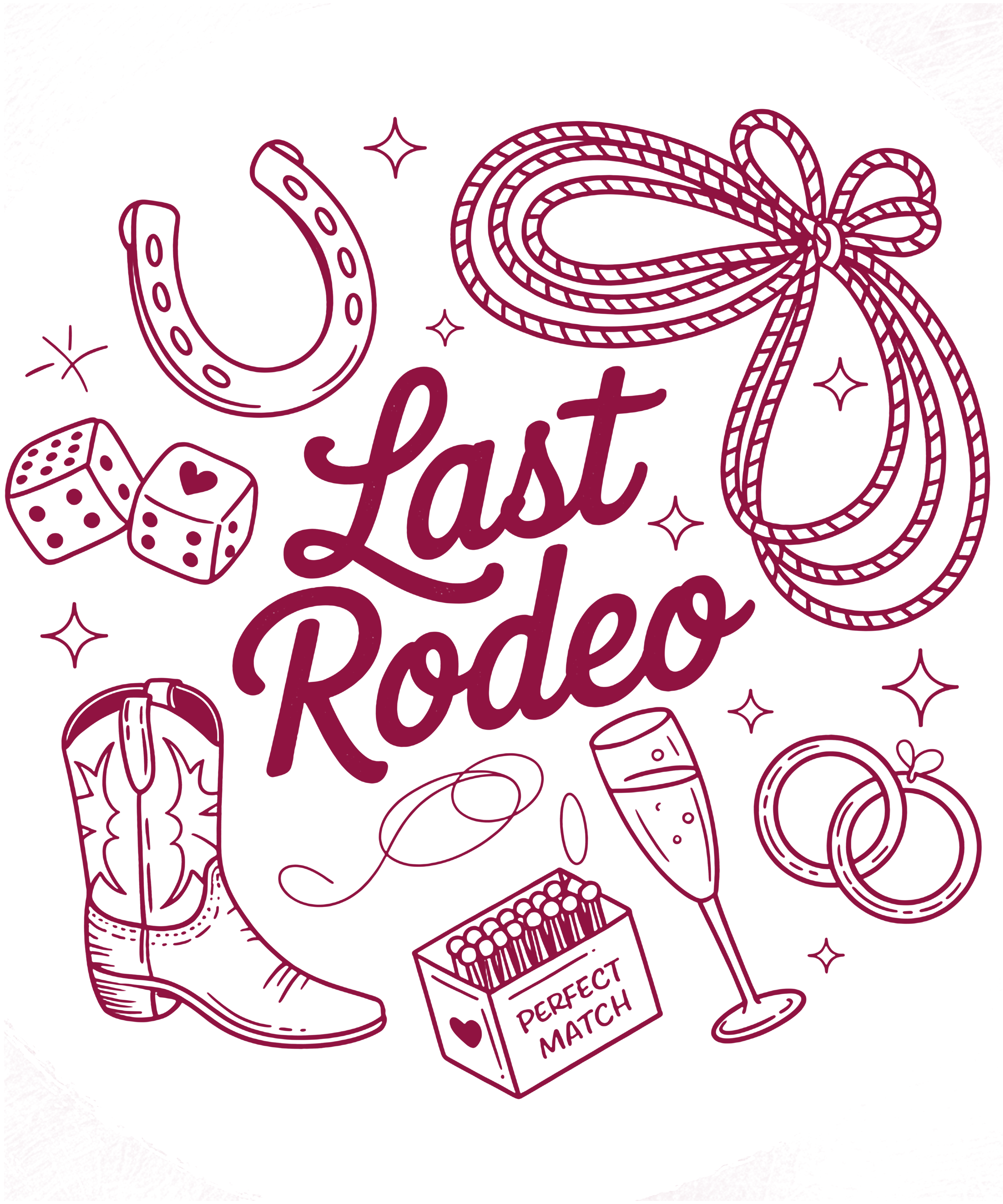 Last Rodeo Western Bachelorette Party Quote Graphic – Bachelorette Ready to Press DTF Transfer