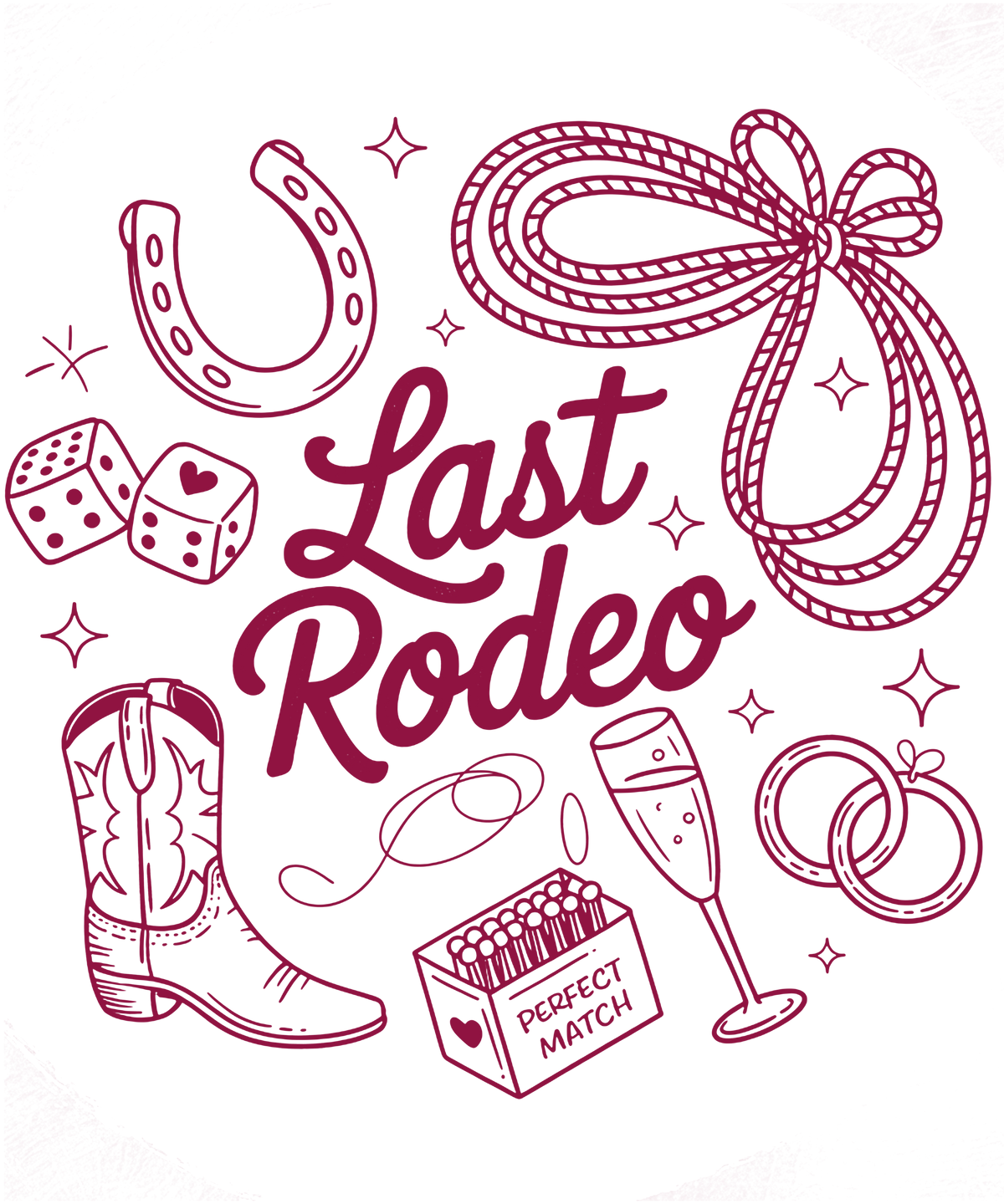 Last Rodeo Western Bachelorette Party Quote Graphic – Bachelorette Ready to Press DTF Transfer
