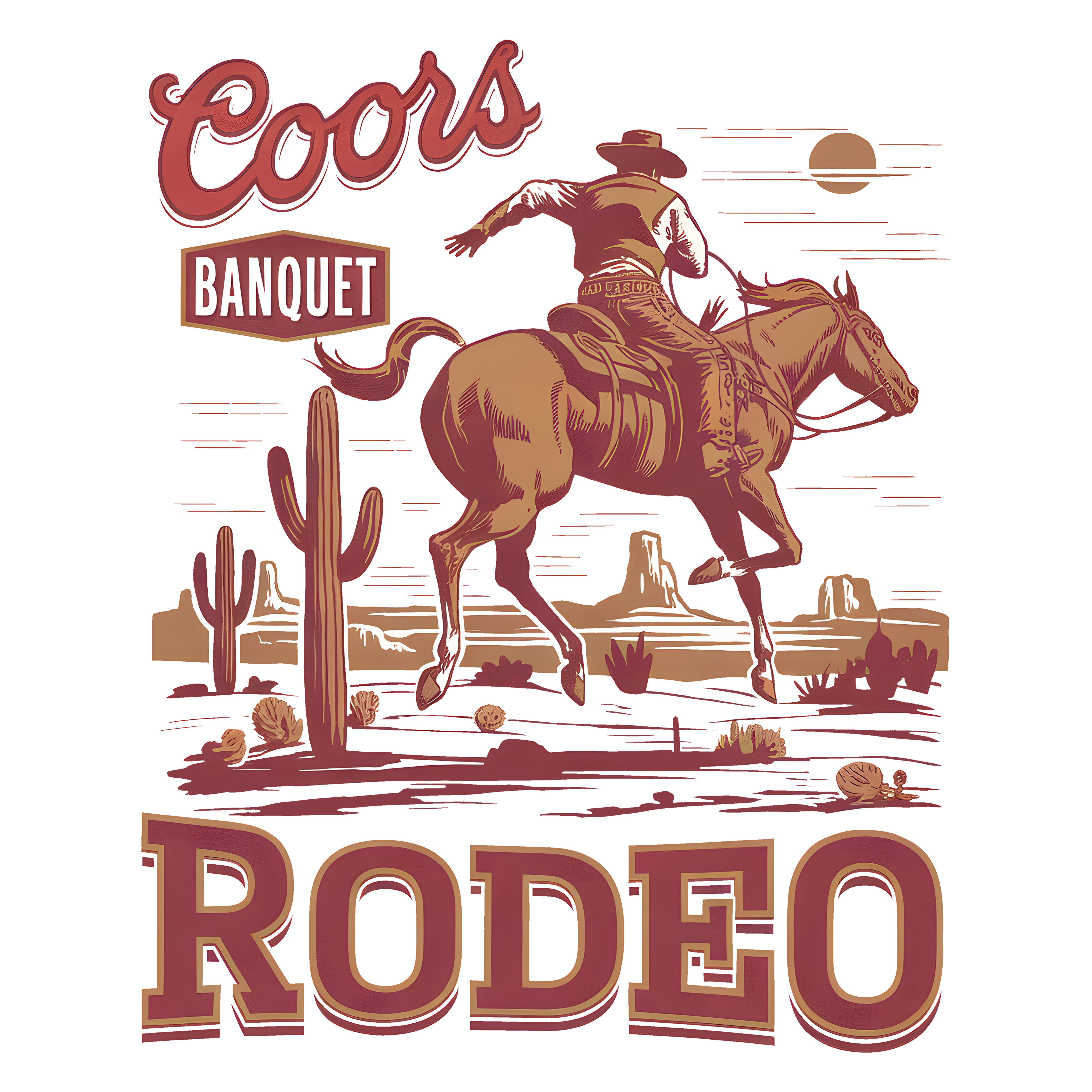 Vintage Western Cowboy Rodeo Horse Illustration – Rodeo Ready to Press DTF Transfer