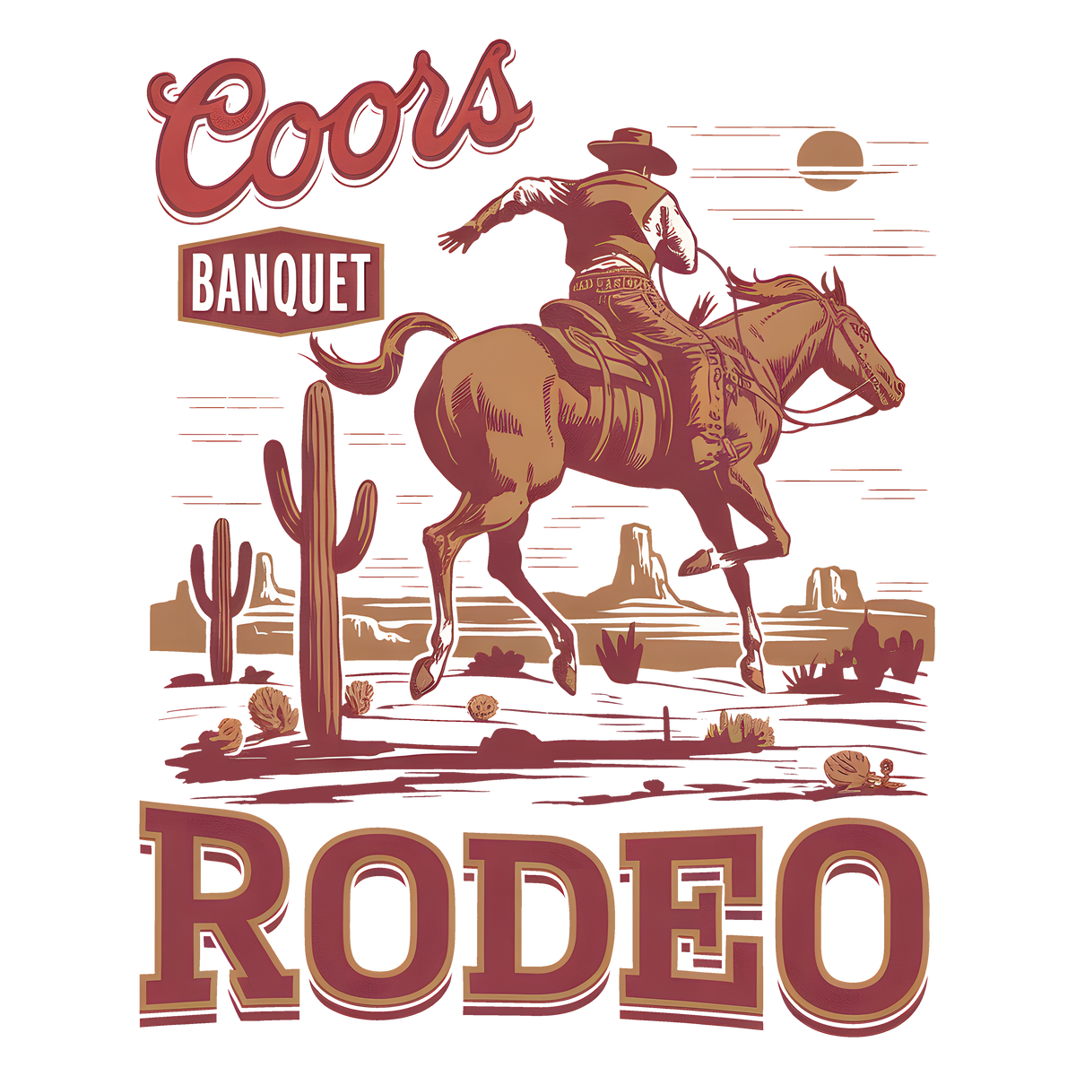 Vintage Western Cowboy Rodeo Horse Illustration – Rodeo Ready to Press DTF Transfer
