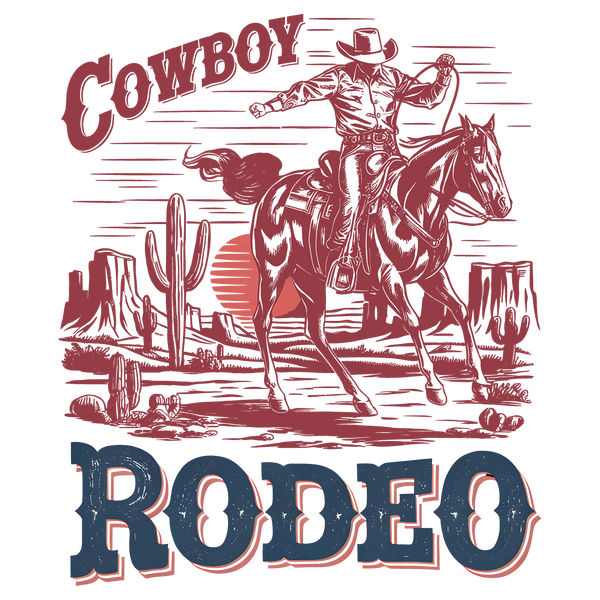 Cowboy Rodeo Vintage Western Horse Illustration – Rodeo Ready to Press DTF Transfer