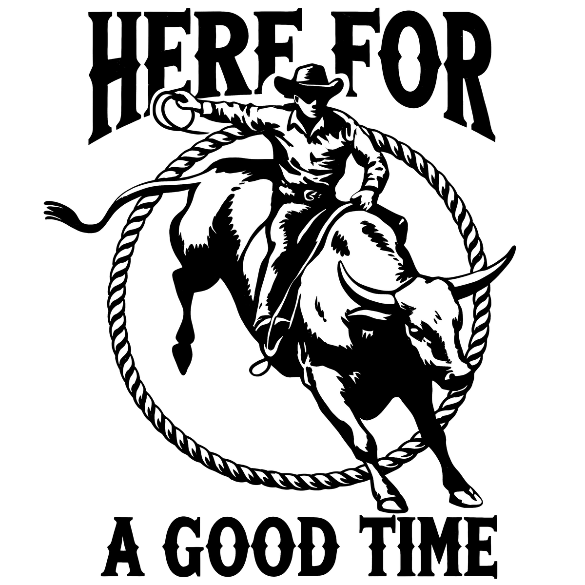 Bull Rider Rodeo Silhouette Western Graphic – Rodeo Ready to Press DTF Transfer