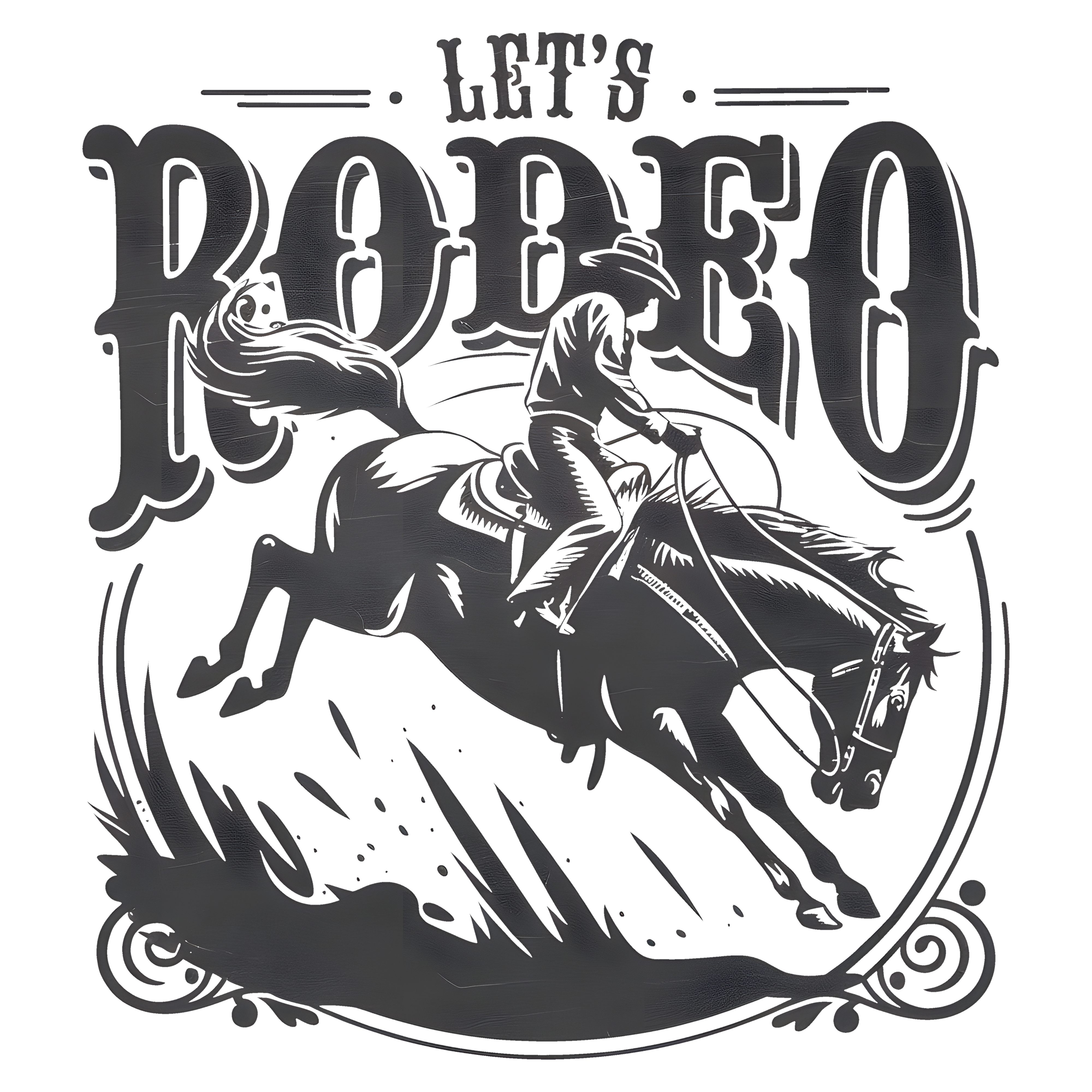 Let’s Rodeo Vintage Western Cowboy Horse Graphic – Rodeo Ready to Press DTF Transfer