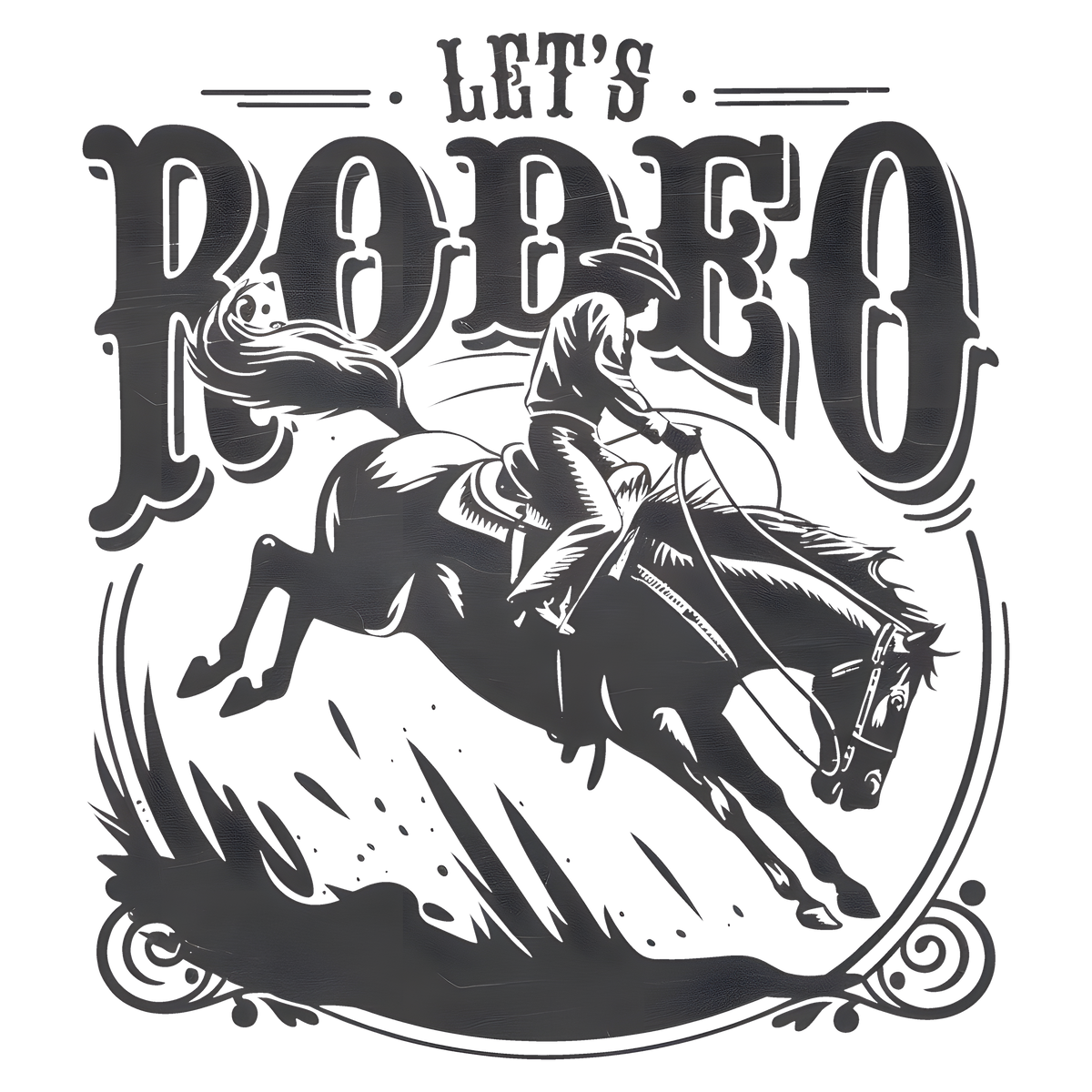 Let’s Rodeo Vintage Western Cowboy Horse Graphic – Rodeo Ready to Press DTF Transfer