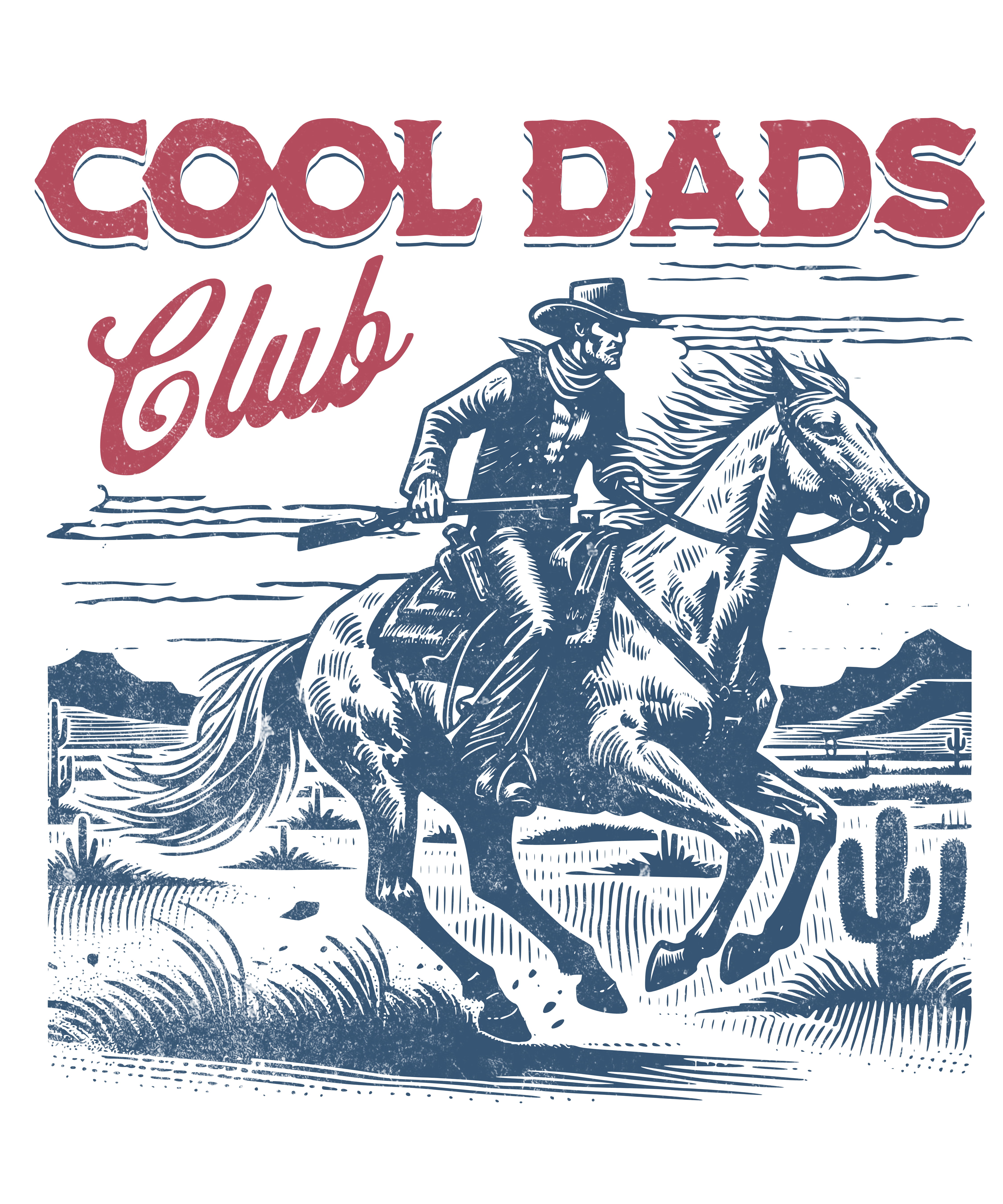 Cool Dads Club Western Cowboy Horse Illustration – Rodeo Ready to Press DTF Transfer