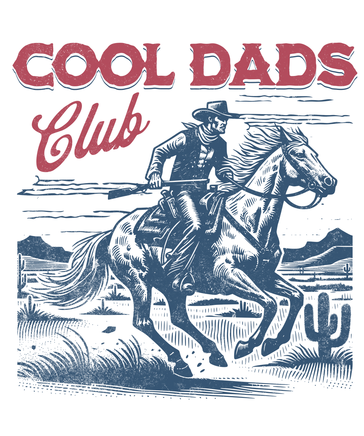 Cool Dads Club Western Cowboy Horse Illustration – Rodeo Ready to Press DTF Transfer