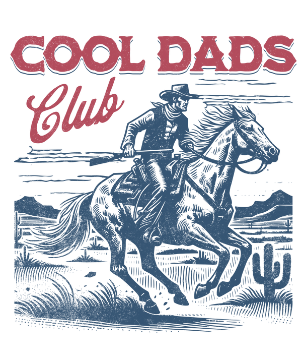 Cool Dads Club Western Cowboy Horse Illustration – Rodeo Ready to Press DTF Transfer