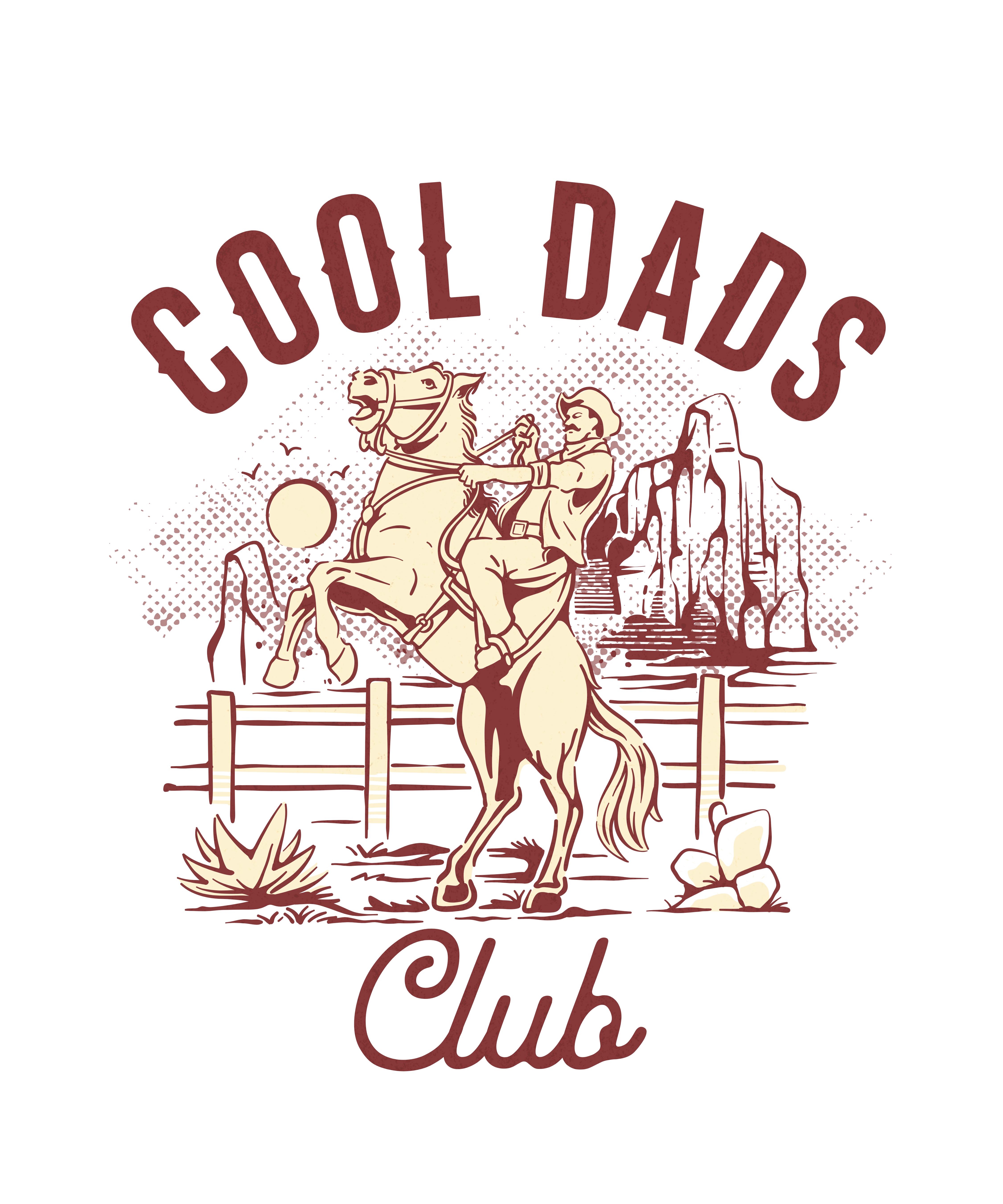 Cool Dads Club Vintage Western Cowboy Horse Riding Illustration – Rodeo Ready to Press DTF Transfer