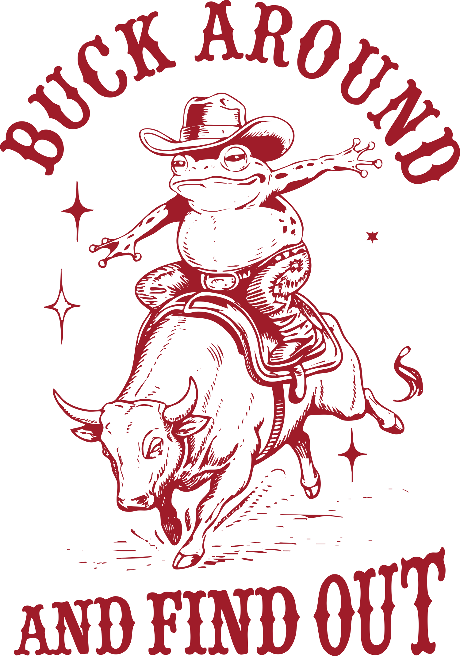 Buck Around Funny Frog Bull Rider Rodeo Illustration – Rodeo Ready to Press DTF Transfer