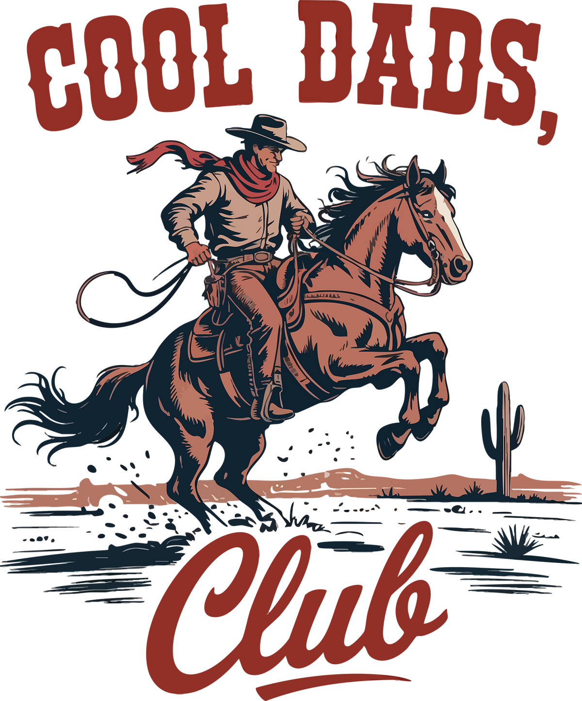 Cool Dads Club Vintage Western Cowboy Horse Riding Illustration – Rodeo Ready to Press DTF Transfer