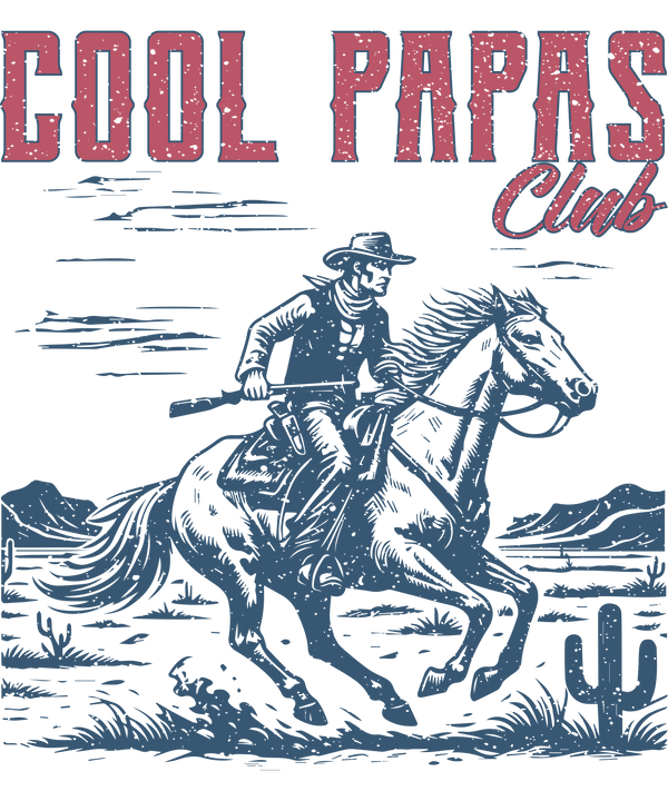 Cool Papas Club Vintage Western Cowboy Horse Riding Illustration – Rodeo Ready to Press DTF Transfer