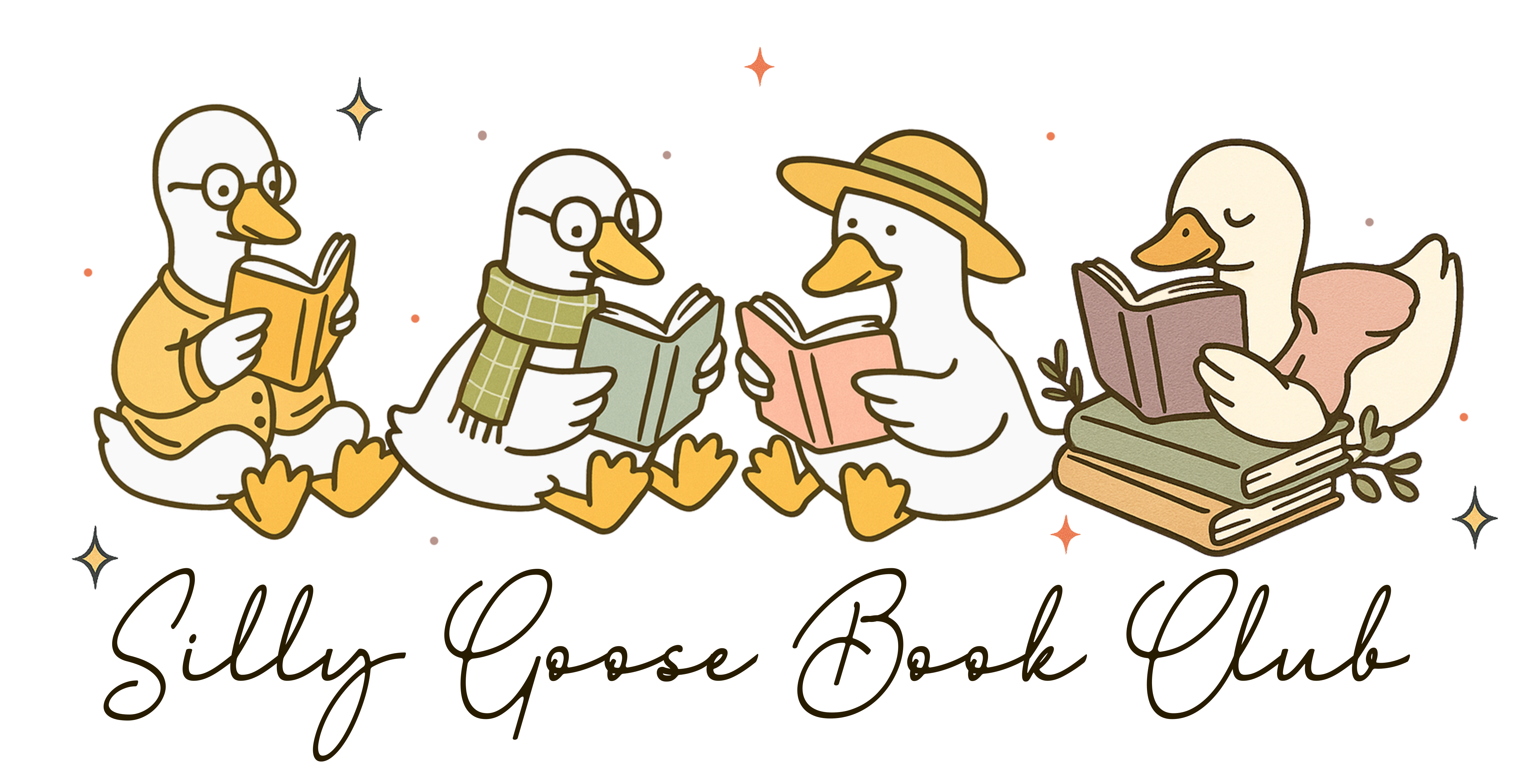 Book Club Cute Reading Geese Illustration – Funny Ready to Press DTF Transfer