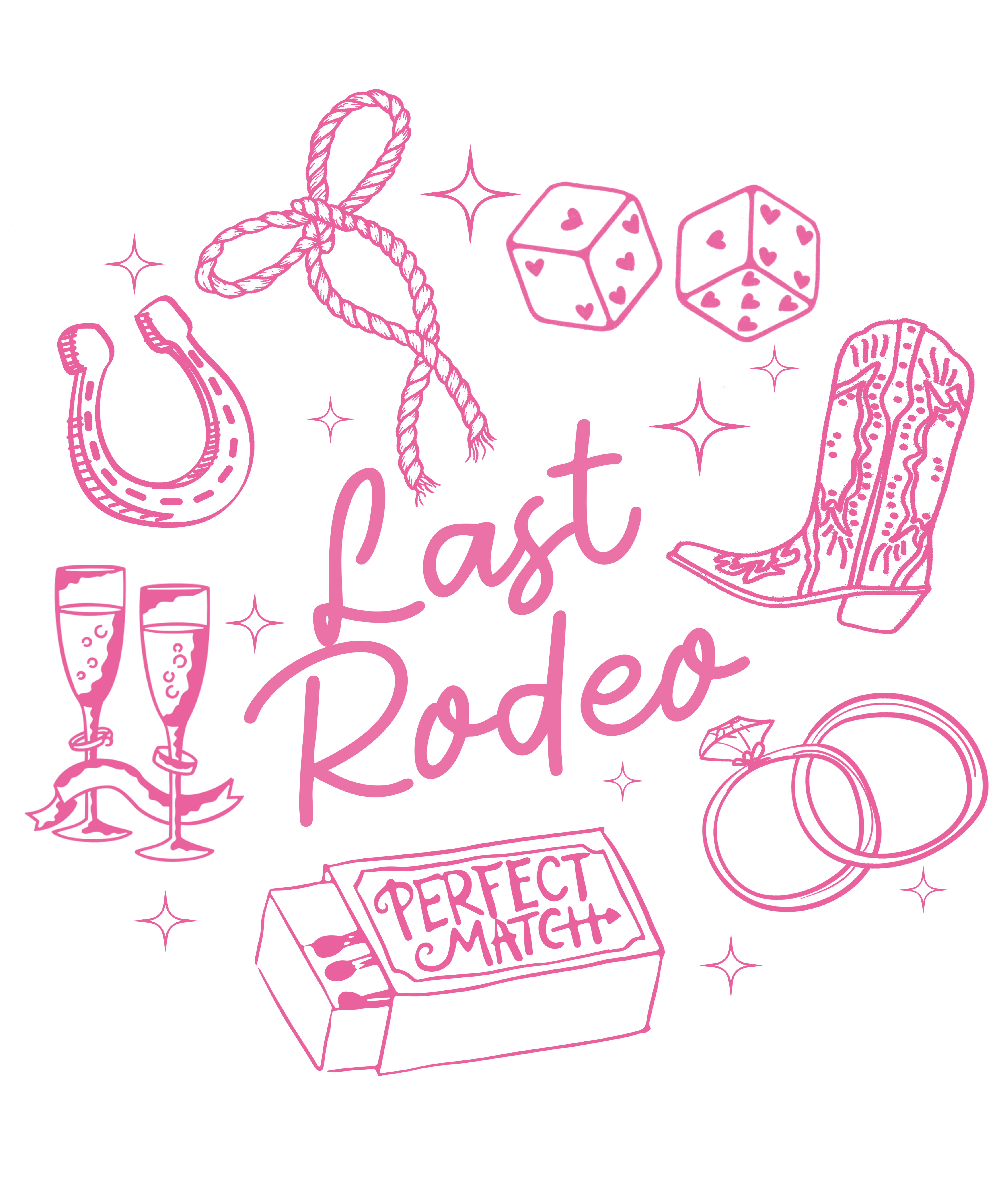 Last Rodeo Bachelorette Party Western Icons Illustration – Bachelorette Ready to Press DTF Transfer