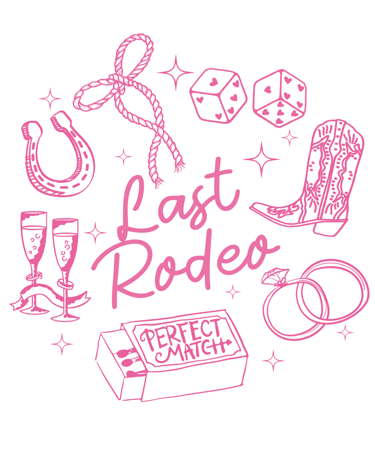 Last Rodeo Bachelorette Party Western Icons Illustration – Bachelorette Ready to Press DTF Transfer