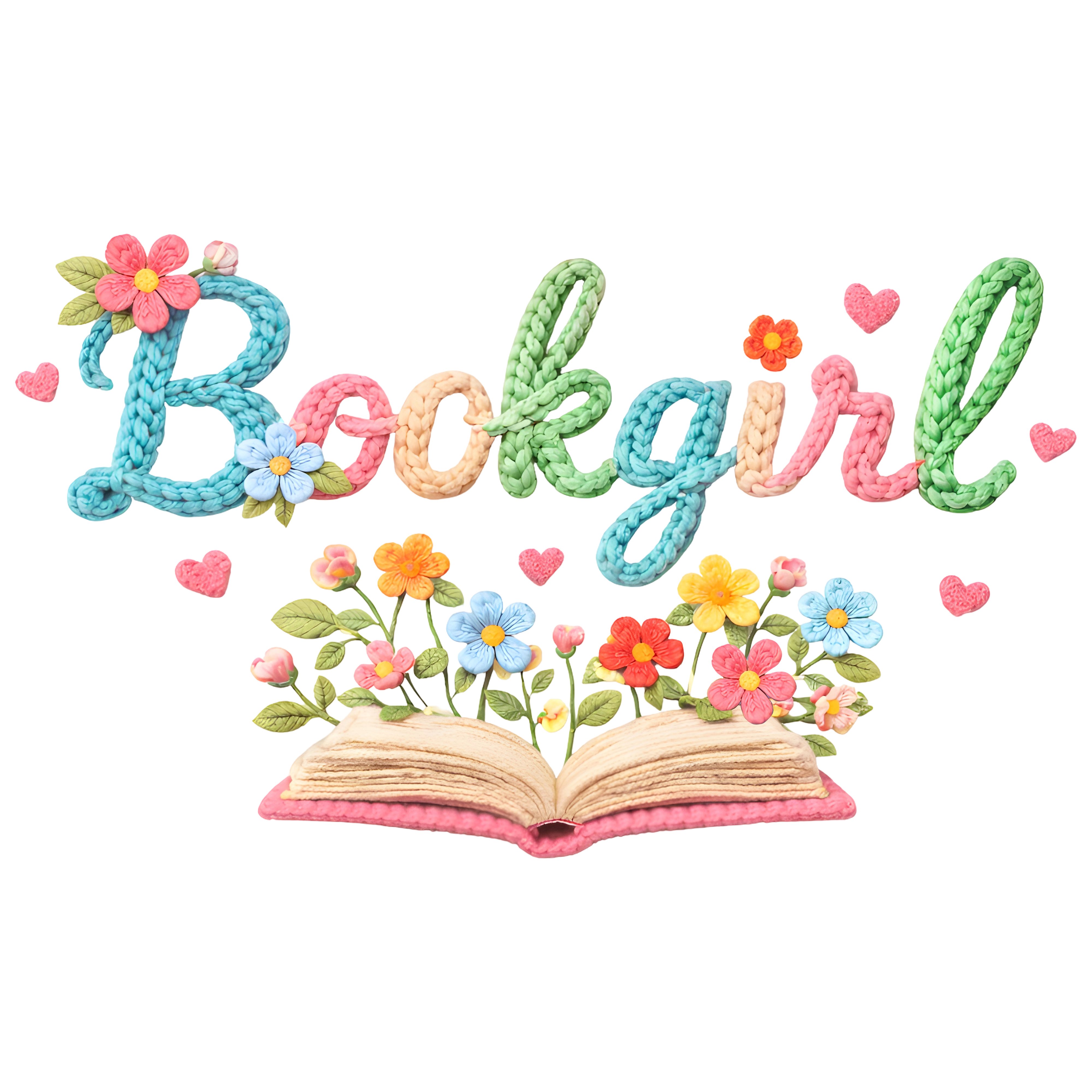 Bookgirl Cute Floral Book Lover Typography Illustration – Funny Ready to Press DTF Transfer