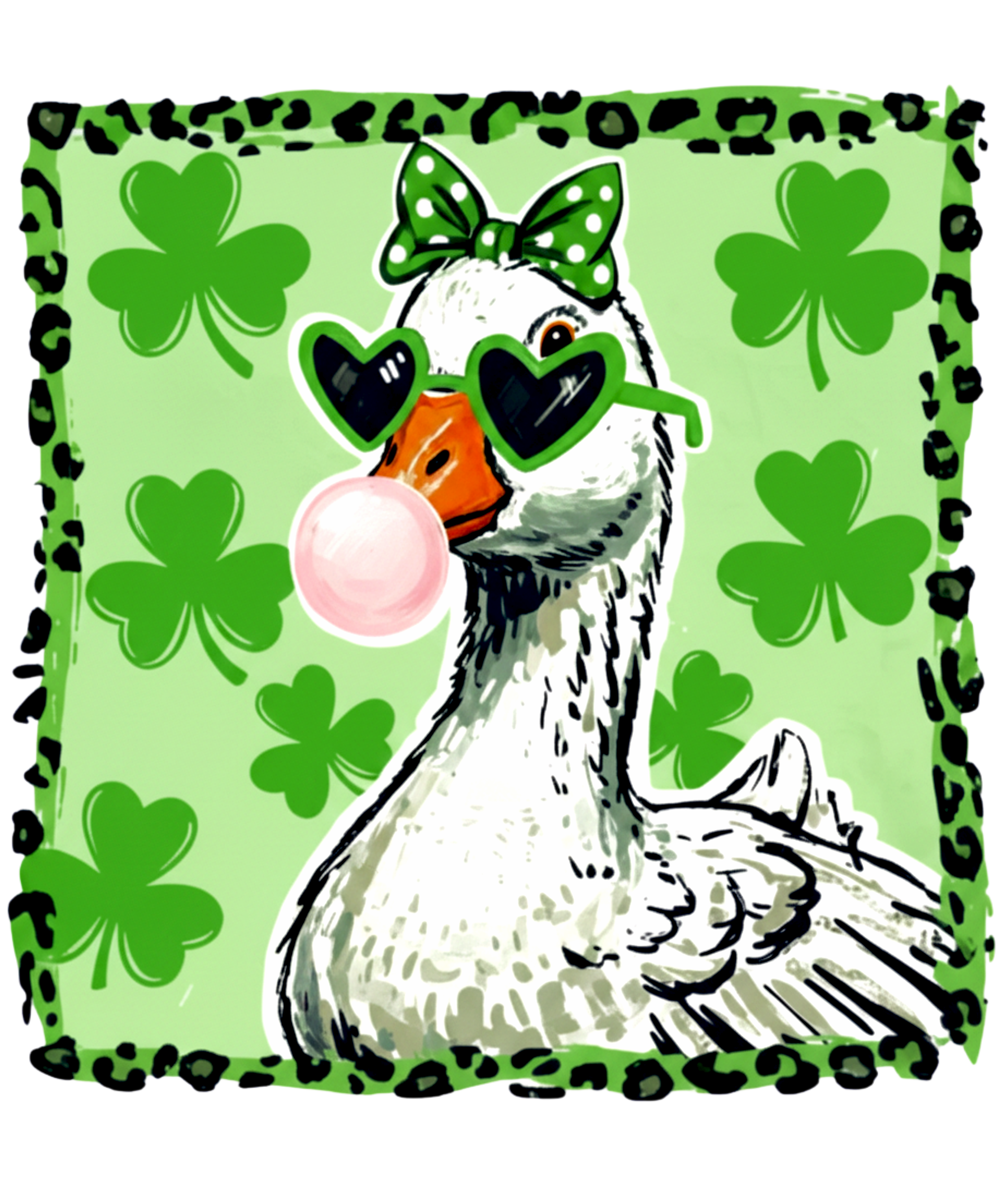 Funny Goose with Heart Glasses – St. Patrick’s Day Ready to Press DTF Transfer