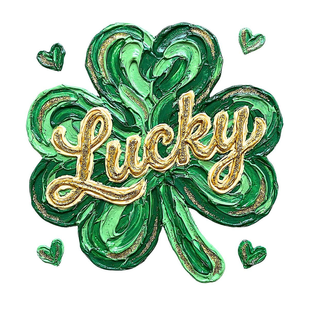 Lucky Shamrock Gold Script – St. Patrick’s Day Ready to Press DTF Transfer