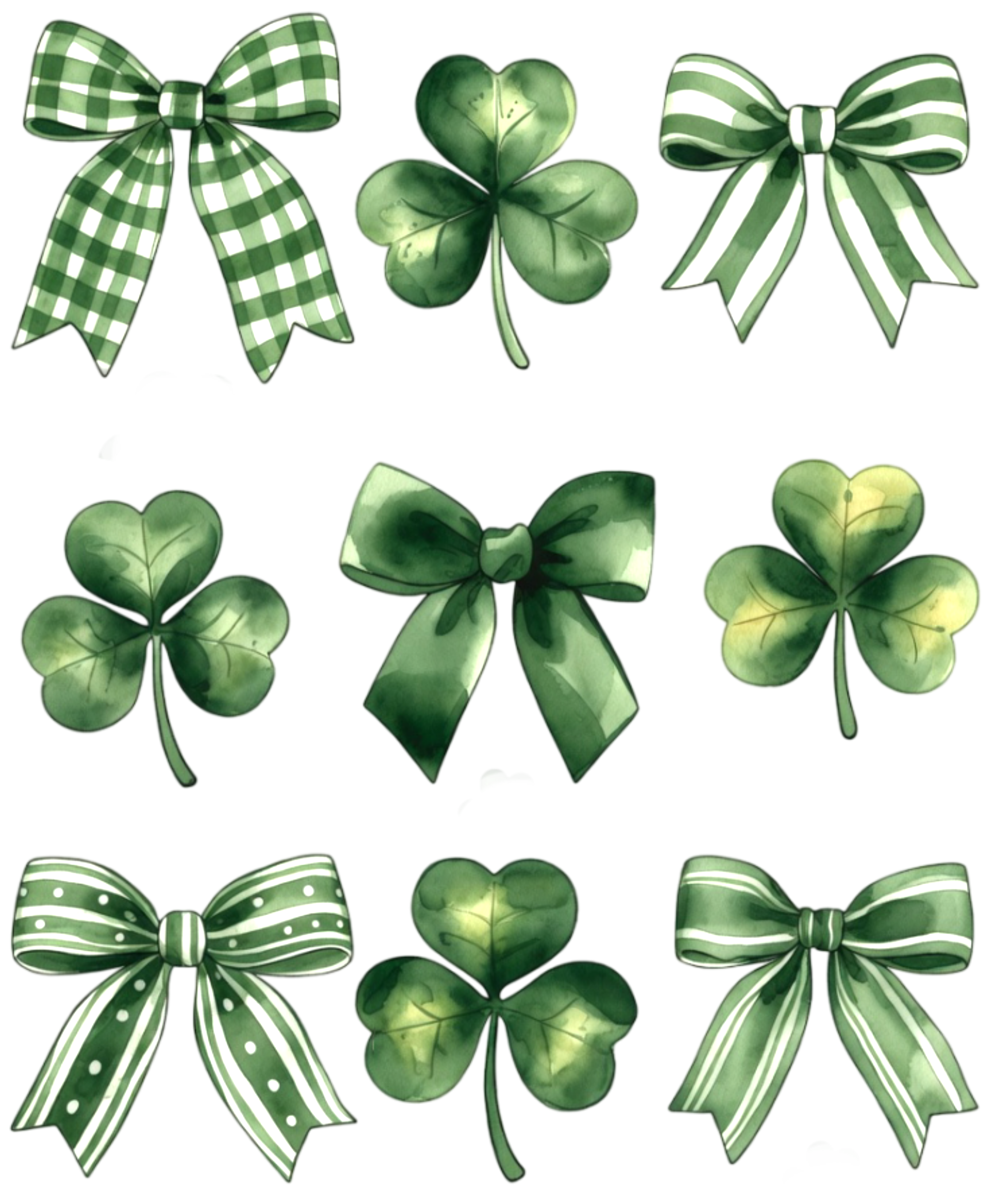 Shamrock & Green Bow Set – St. Patrick’s Day Ready to Press DTF Transfer