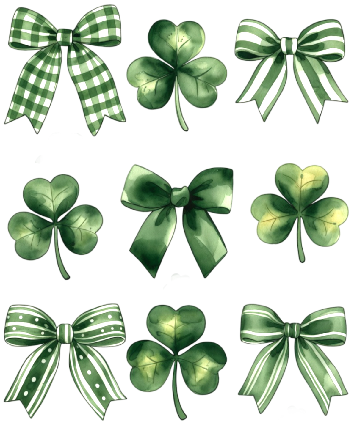 Shamrock & Green Bow Set – St. Patrick’s Day Ready to Press DTF Transfer