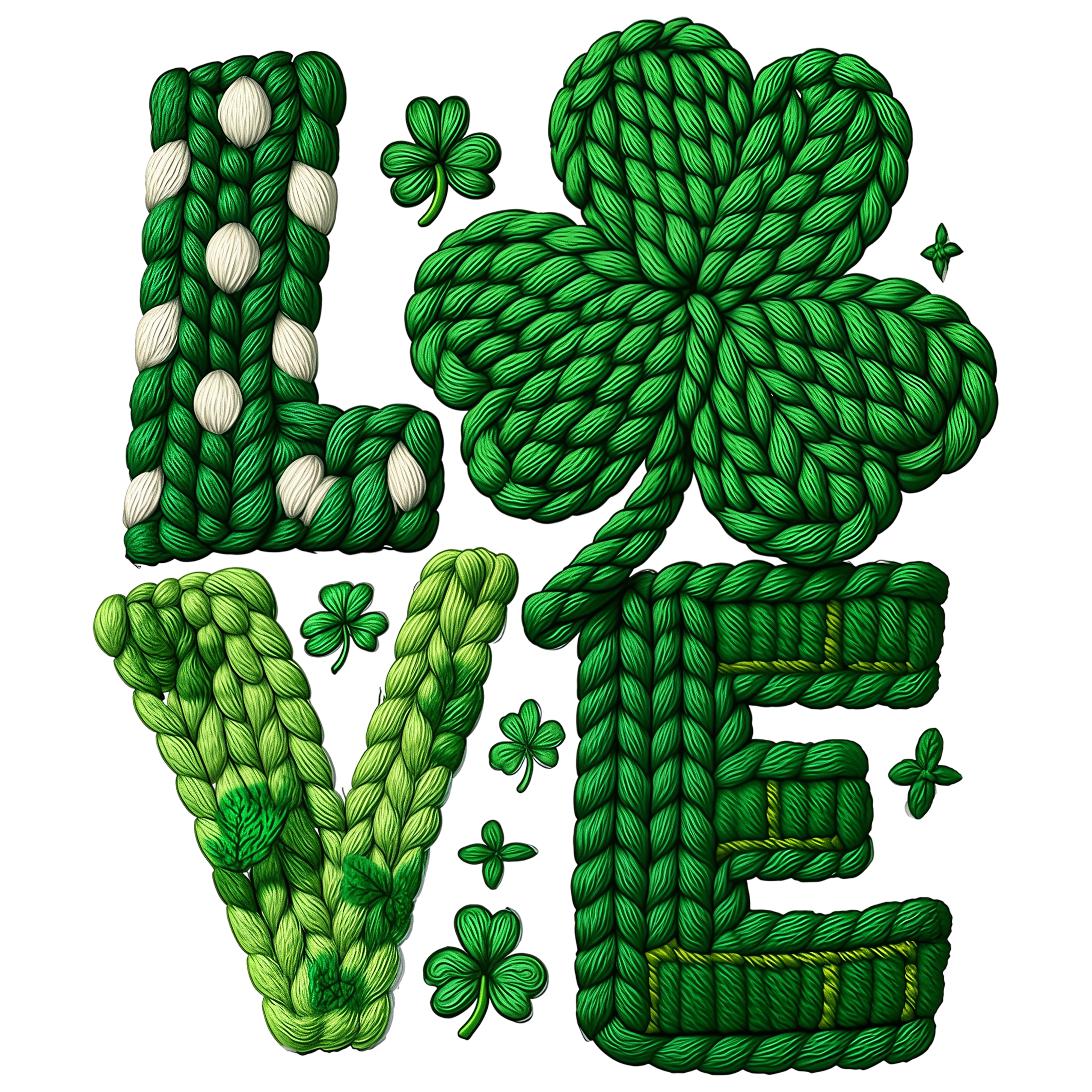 Lucky Love Shamrock Knit Style – St. Patrick’s Day Ready to Press DTF Transfer