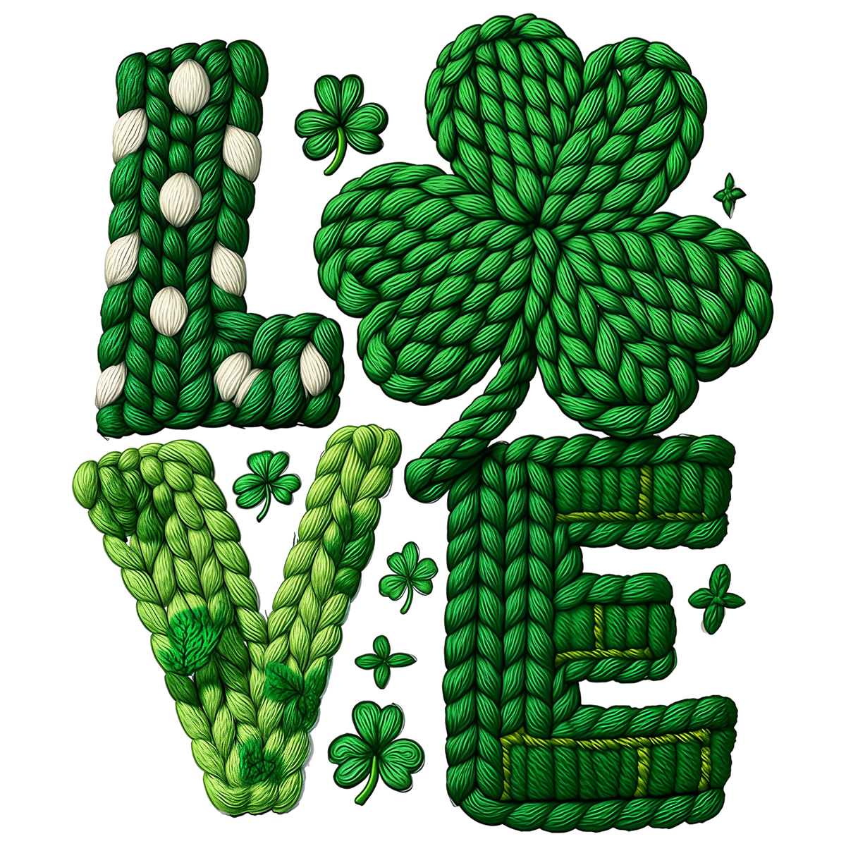 Lucky Love Shamrock Knit Style – St. Patrick’s Day Ready to Press DTF Transfer