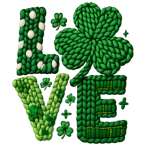 Lucky Love Shamrock Knit Style – St. Patrick’s Day Ready to Press DTF Transfer