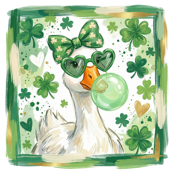 Funny Lucky Goose with Shamrock Glasses – St. Patrick’s Day Ready to Press DTF Transfer