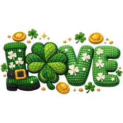 Lucky Love Shamrock Knit – St. Patrick’s Day Ready to Press DTF Transfer