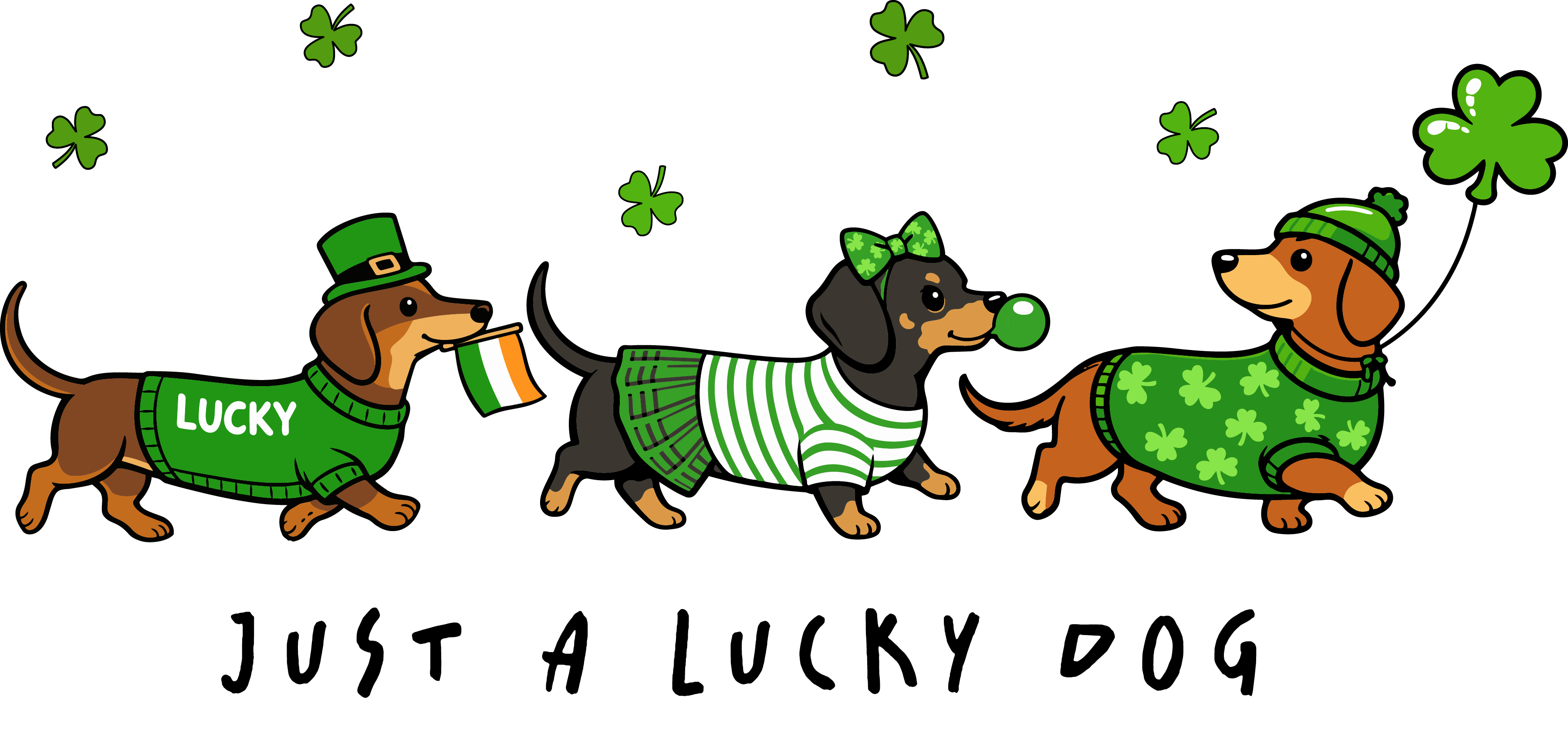 Lucky Dachshund Parade – St. Patrick’s Day Ready to Press DTF Transfer