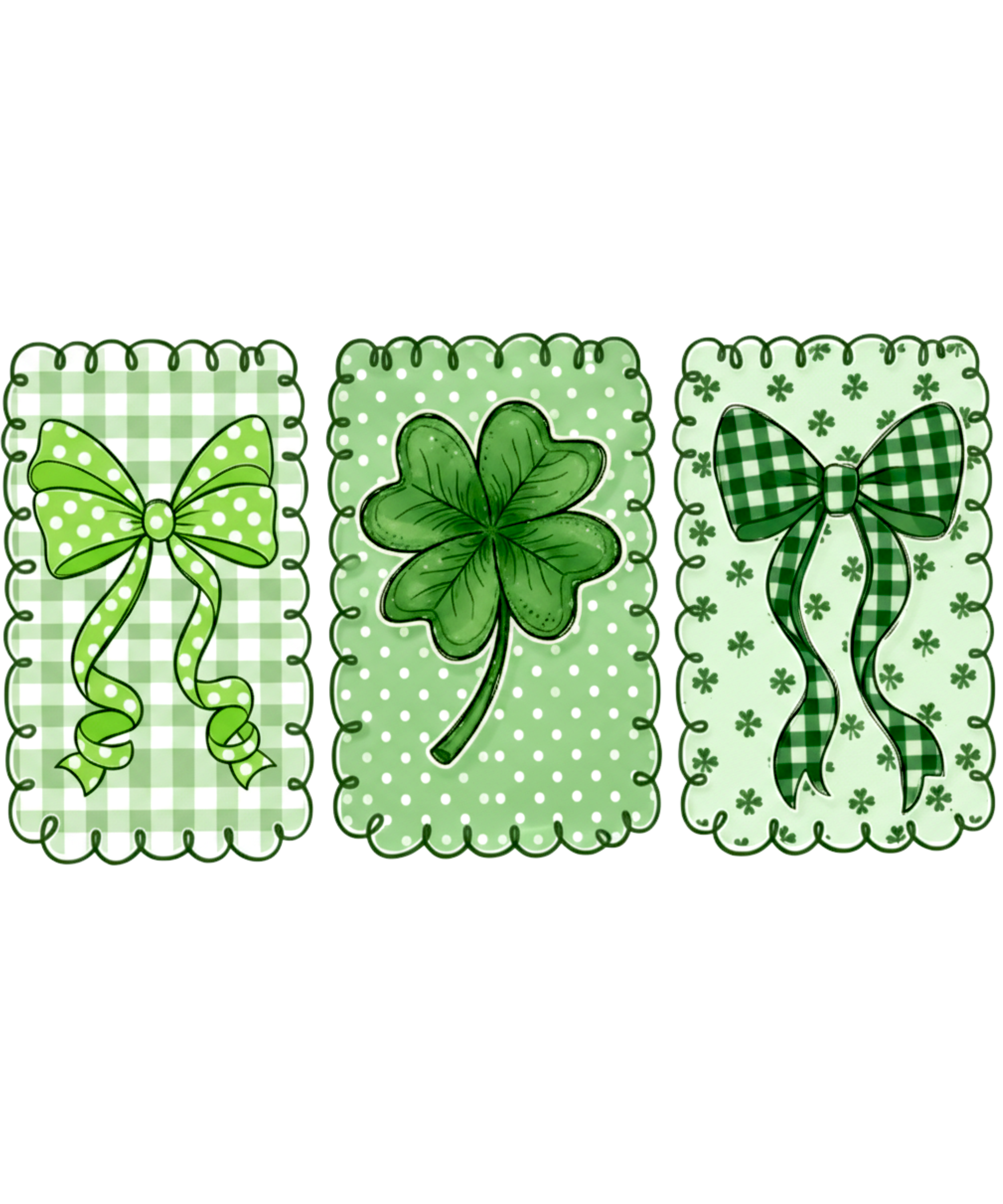Green Bow & Shamrock Trio – St. Patrick’s Day Ready to Press DTF Transfer