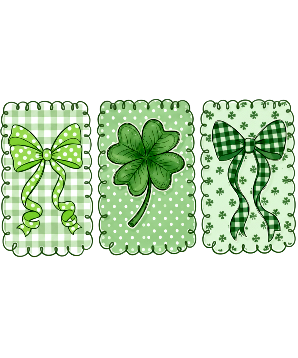 Green Bow & Shamrock Trio – St. Patrick’s Day Ready to Press DTF Transfer
