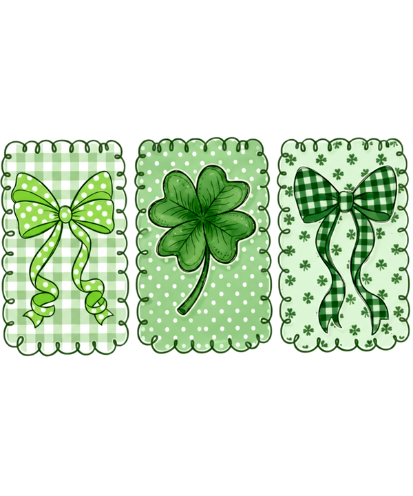 Green Bow & Shamrock Trio – St. Patrick’s Day Ready to Press DTF Transfer