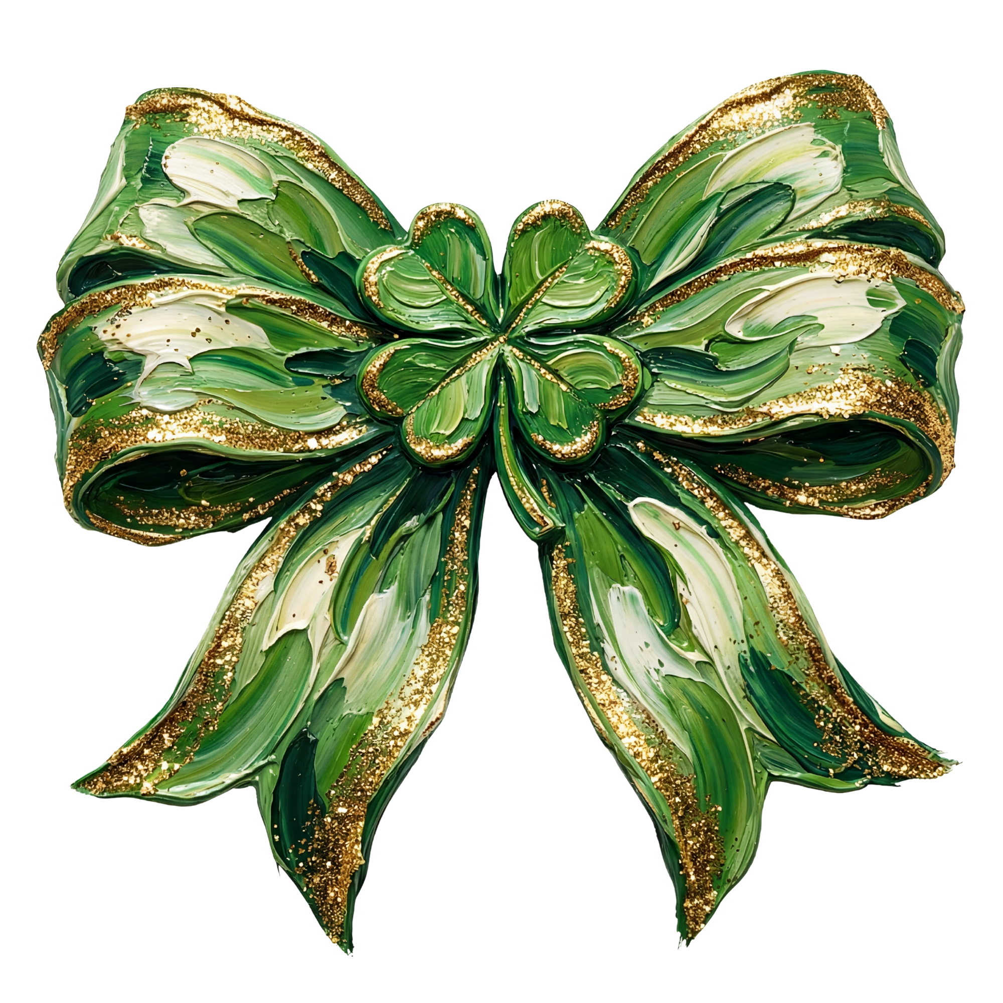 Gold Glitter Shamrock Bow – St. Patrick’s Day Ready to Press DTF Transfer