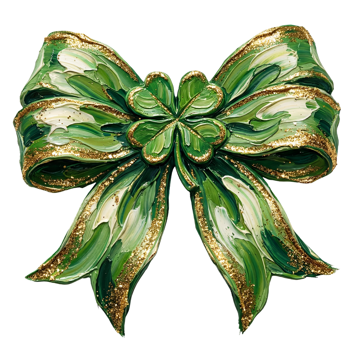 Gold Glitter Shamrock Bow – St. Patrick’s Day Ready to Press DTF Transfer