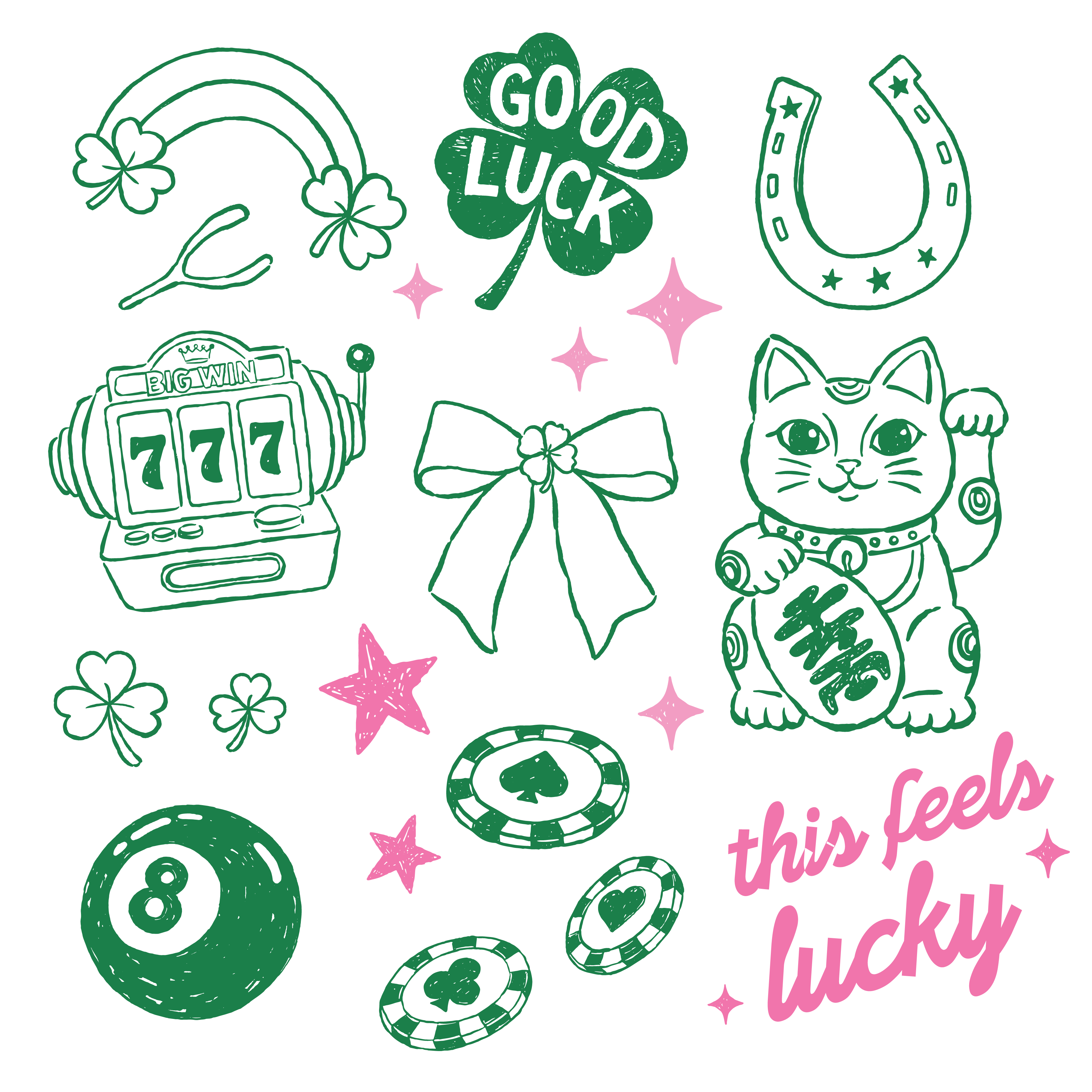 This Feels Lucky Icons – St. Patrick’s Day Ready to Press DTF Transfer