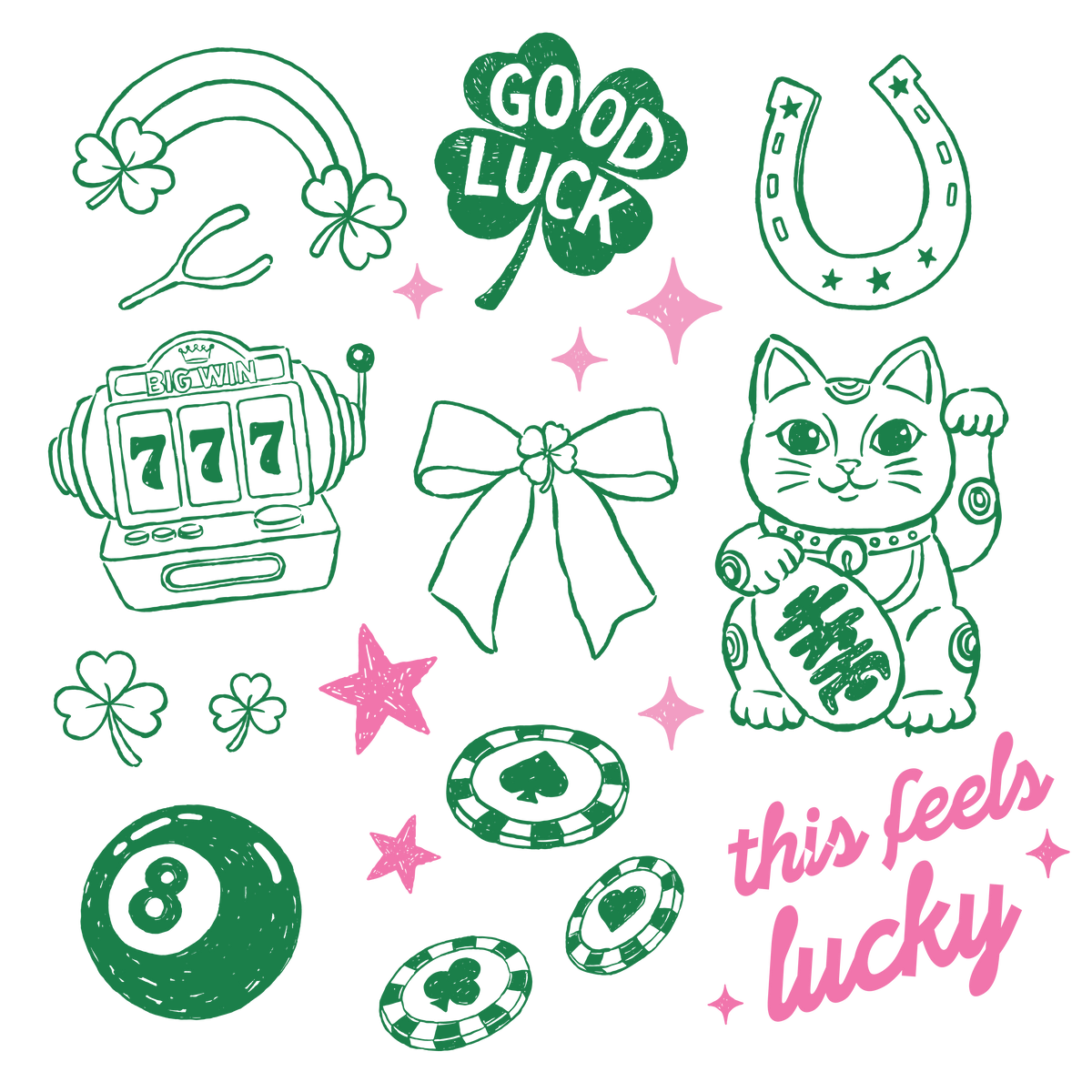 This Feels Lucky Icons – St. Patrick’s Day Ready to Press DTF Transfer