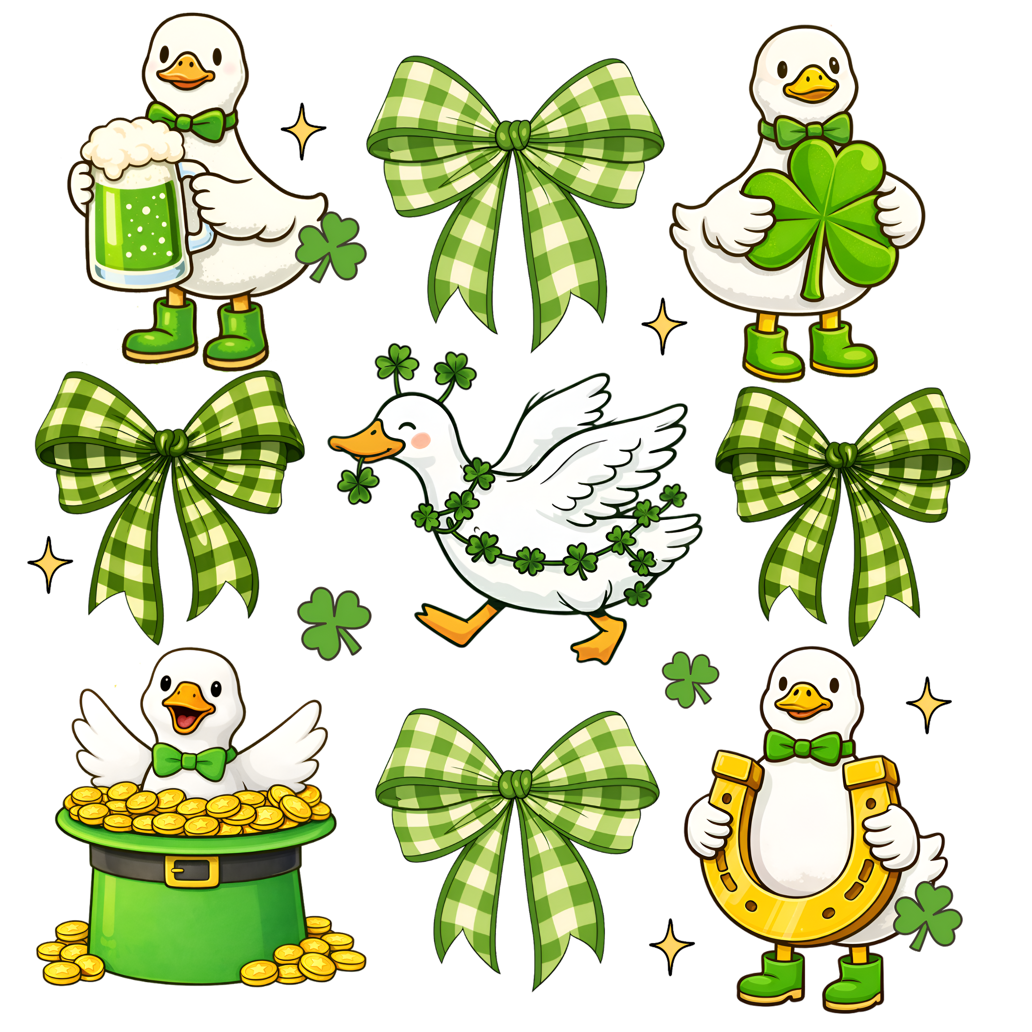 Lucky Goose & Bows Collection – St. Patrick’s Day Ready to Press DTF Transfer
