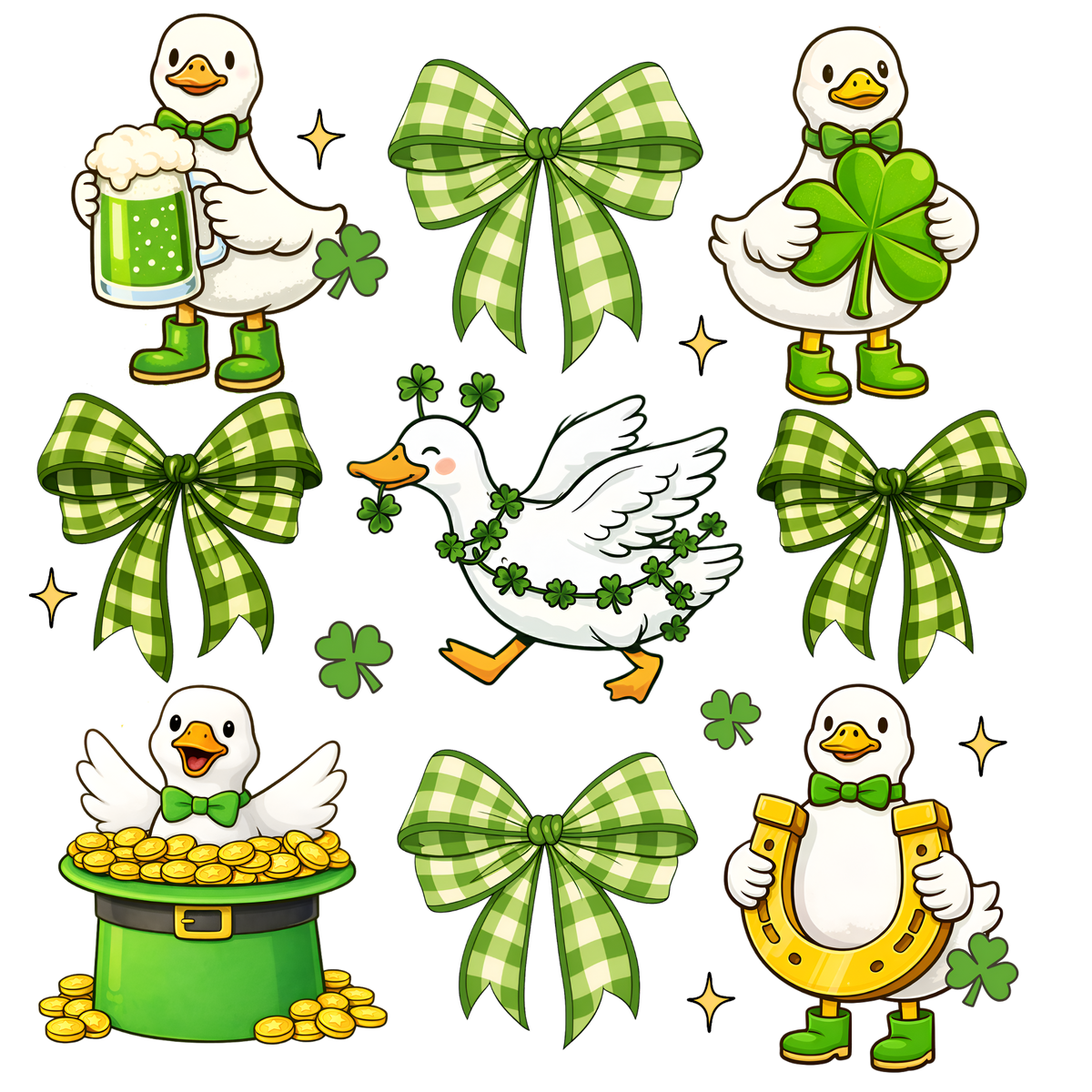 Lucky Goose & Bows Collection – St. Patrick’s Day Ready to Press DTF Transfer