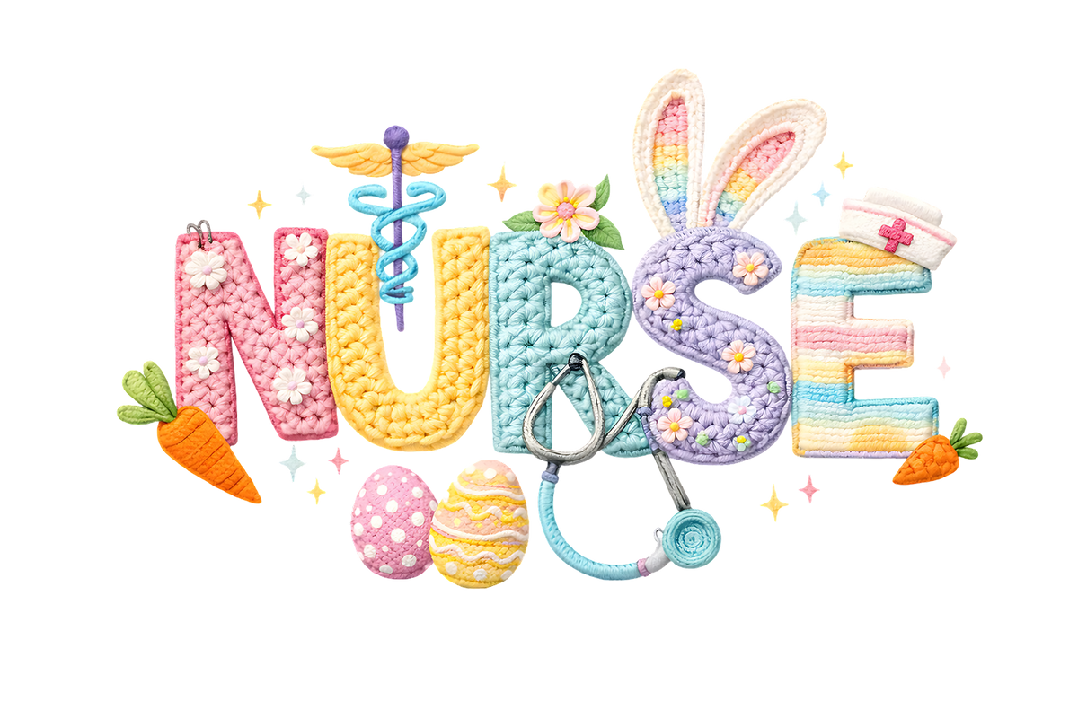 Nurse Easter Pastel Crochet – Easter Ready to Press DTF Transfer