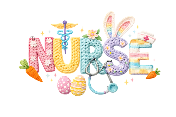 Nurse Easter Pastel Crochet – Easter Ready to Press DTF Transfer