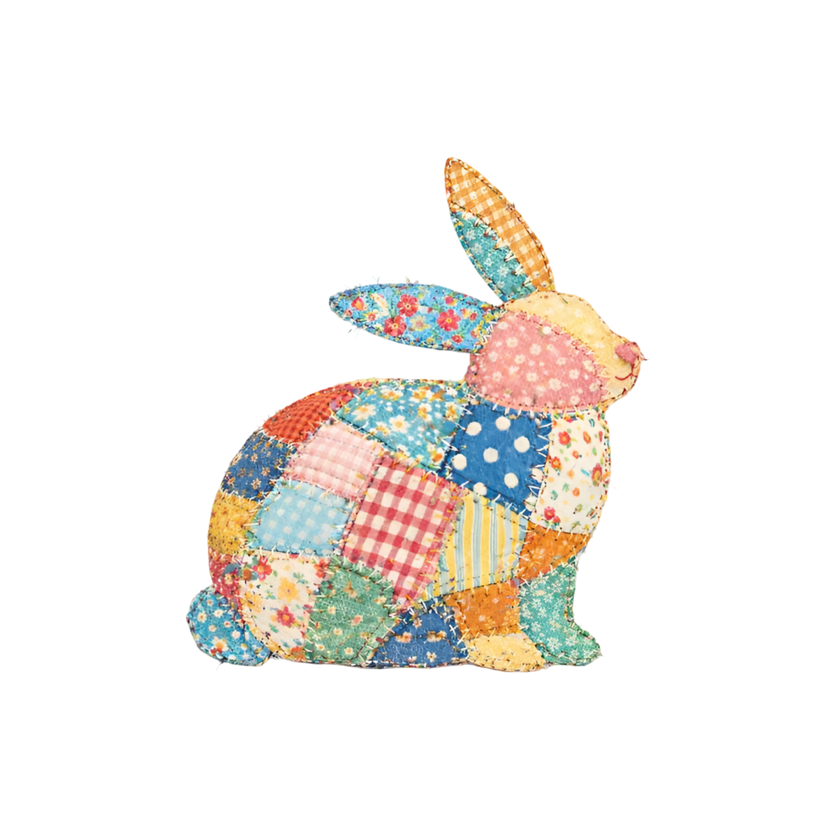 Patchwork Fabric Bunny – Easter Ready to Press DTF Transfer
