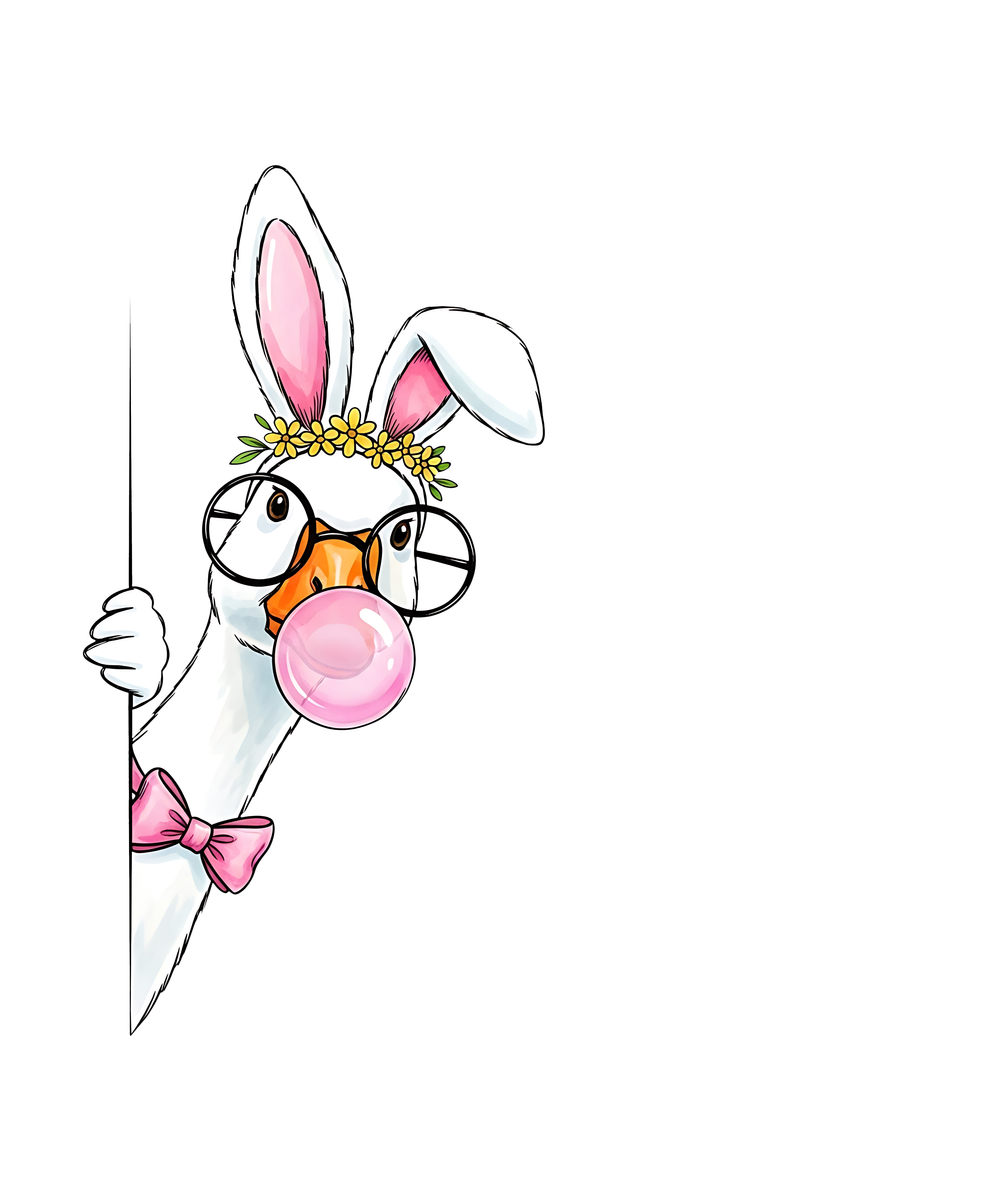 Peekaboo Easter Goose with Bunny Ears – Easter Ready to Press DTF Transfer